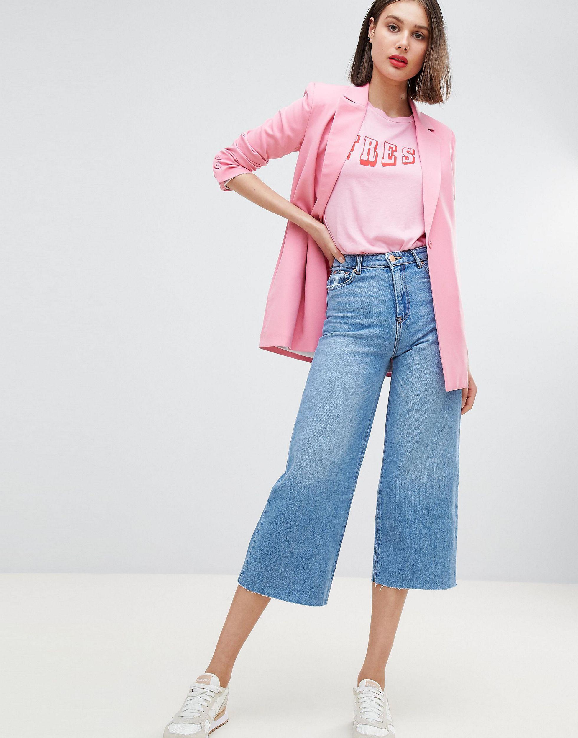 Gonna pantalone di jeans tinta unitaStradivarius in Denim di colore Blu |  Lyst