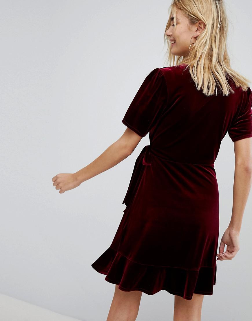 red velvet dress new look