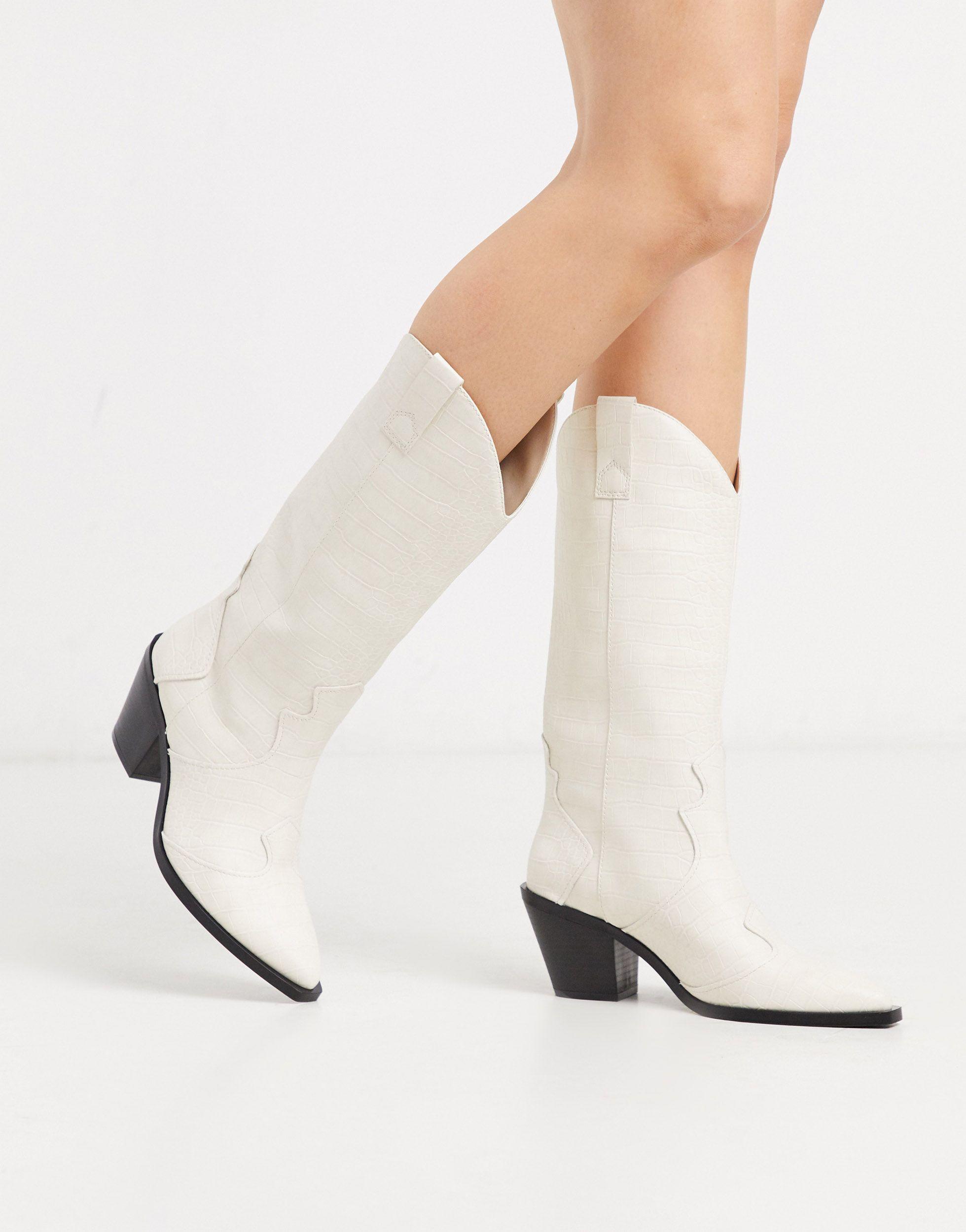 Botas western por la rodilla en blanco Stradivarius de color Blanco | Lyst