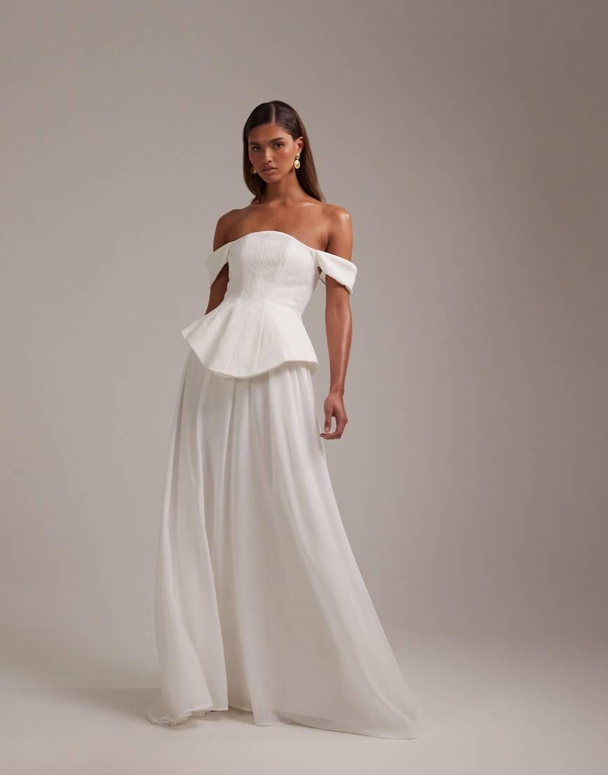 asos white chiffon dress ASOS DESIGN satin chiffon mix ruffle cold shoulder maxi dress in ivory