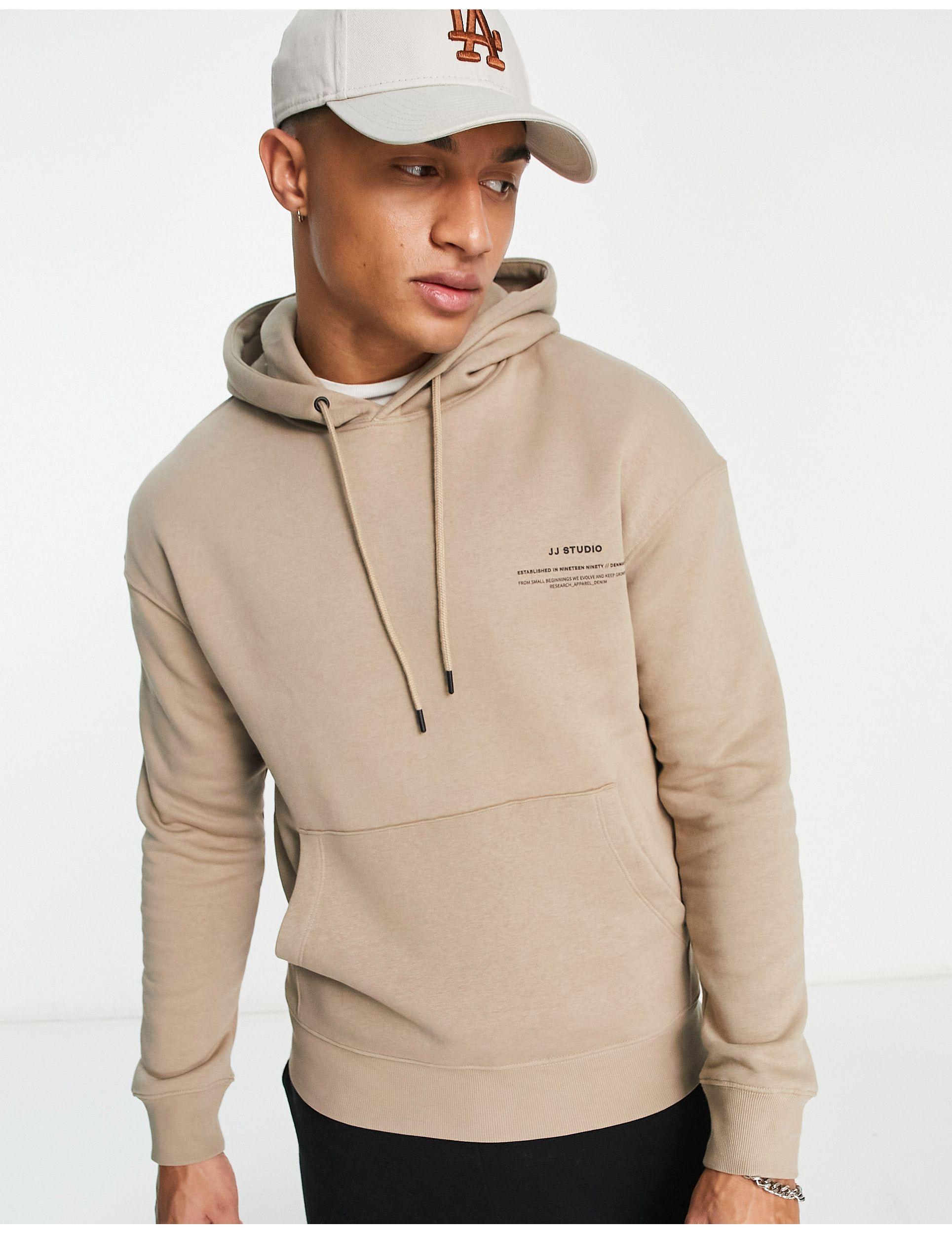 Jack & Jones Essentials Hoodie With Chest Print in Natural for Men | Lyst