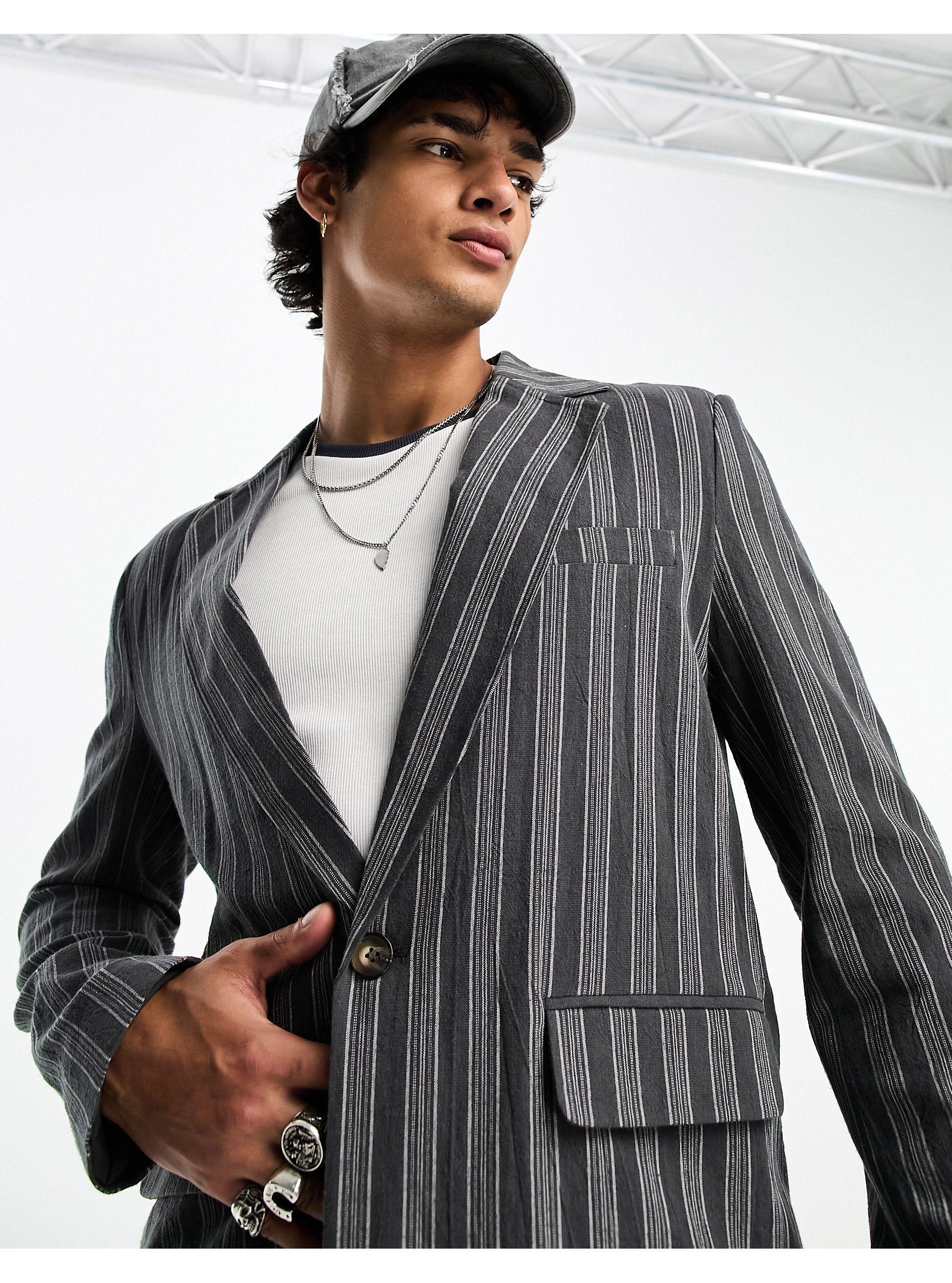 Mens Vintage Striped Blazer