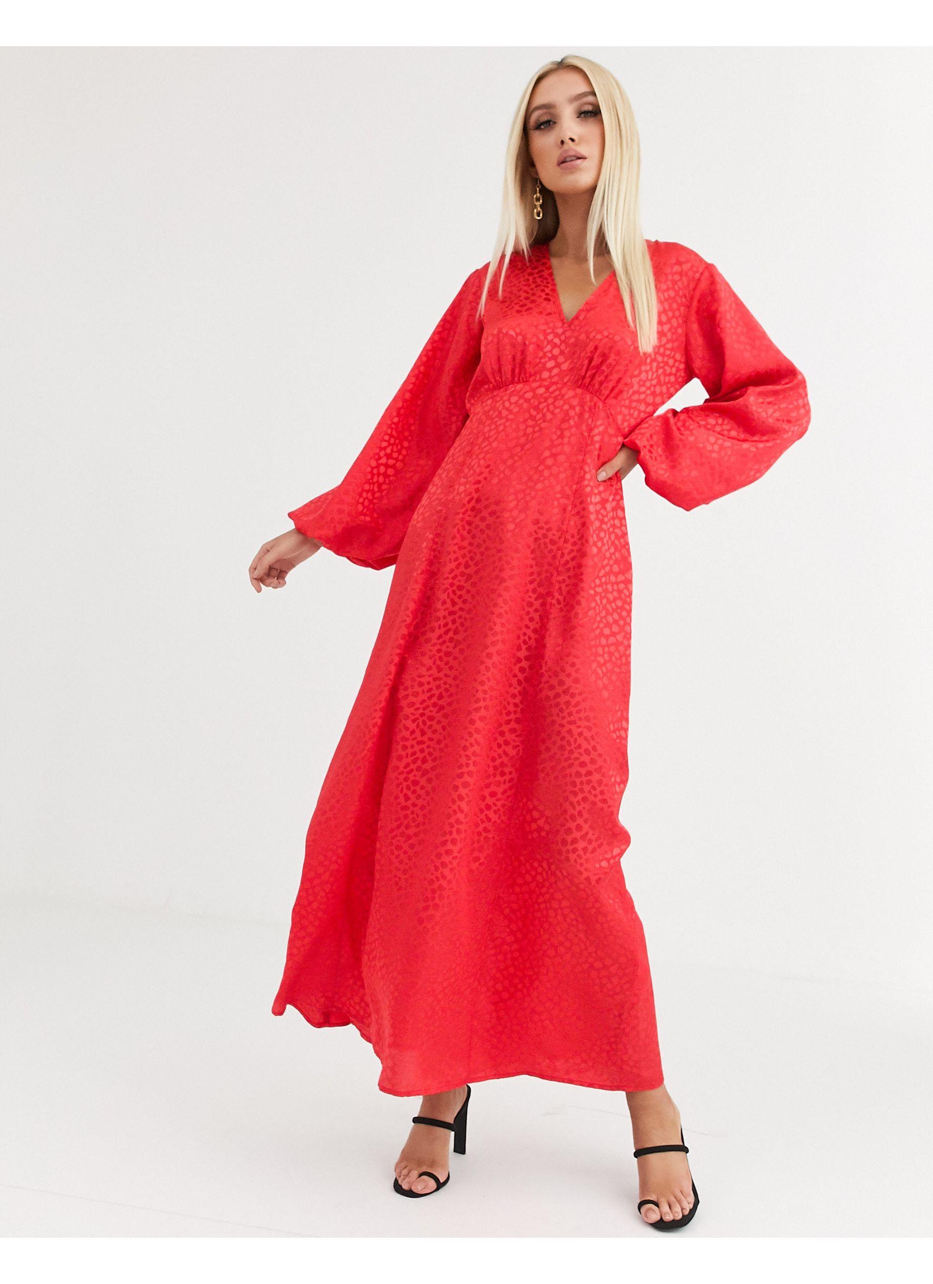 Vestido largo ASOS de Tejido sintético de color Rojo | Lyst