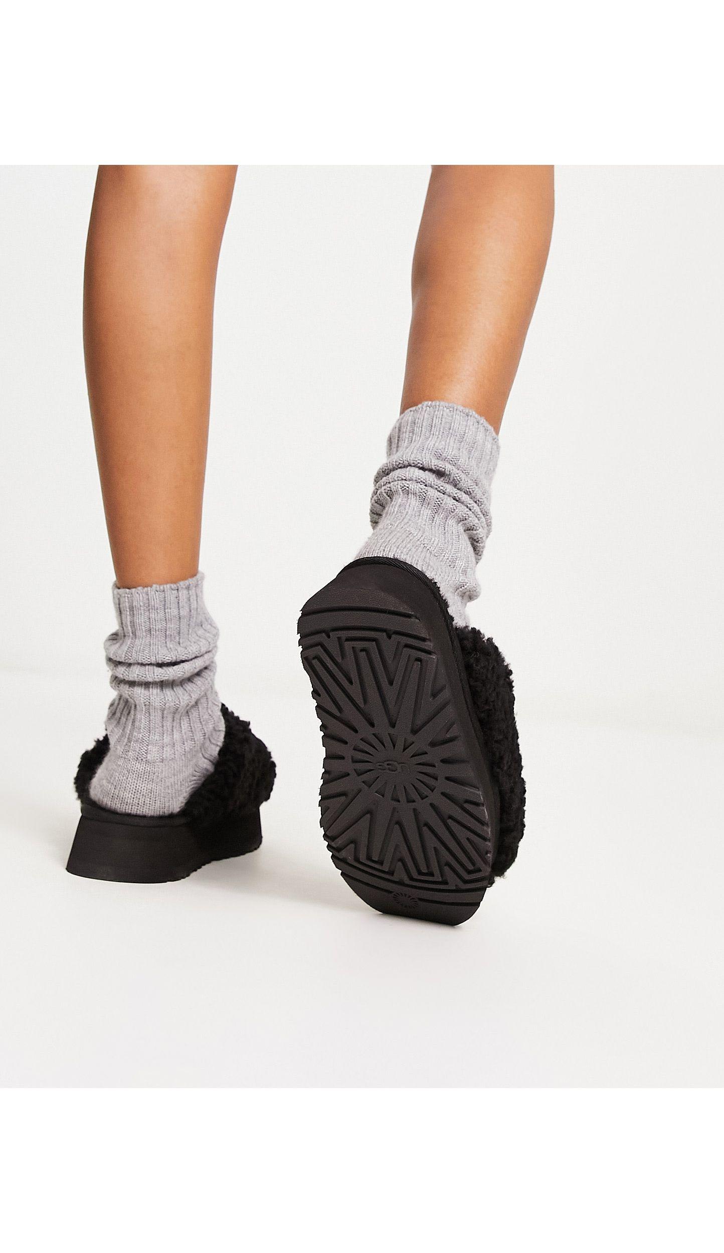 UGG Maxi Curly Platform Slides in Black | Lyst