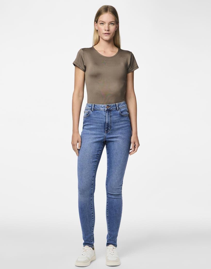 Jeans Moda Casual Vaqueros Skinny PIECES Pcdana HW - Azul Claro Para Mujer | Talla S/32L Vaqueros Talla S 32L