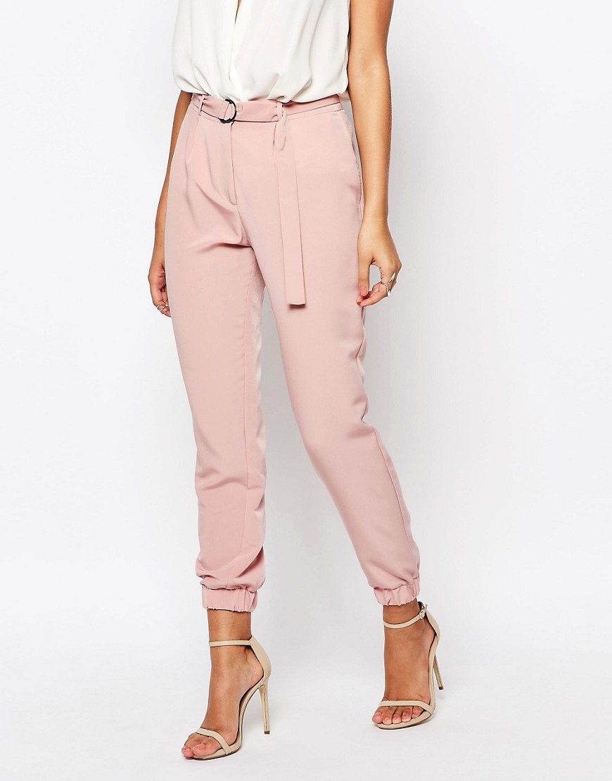 Missguided Synthetic Tall Pink Paperbag Waist Cigarette Pants Lyst