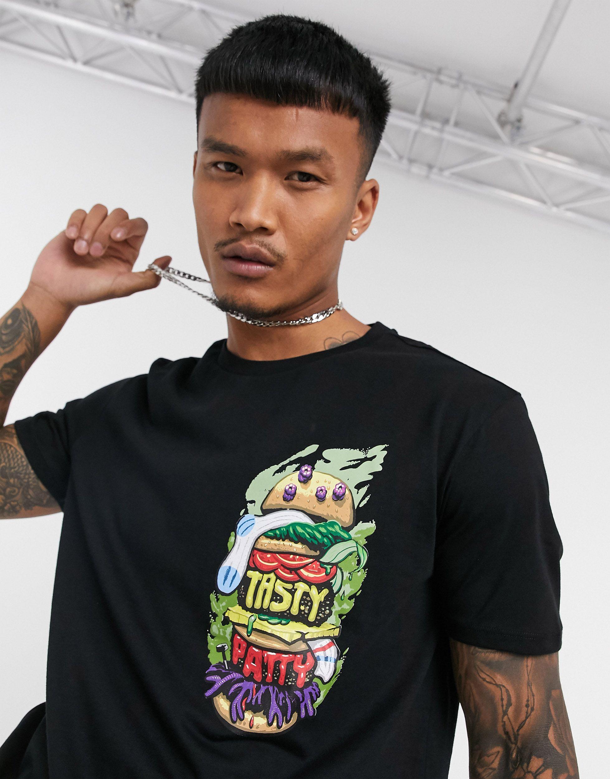 T-shirt nera di Spongebob con stampa sul retro da Uomo di Bershka in Nero |  Lyst
