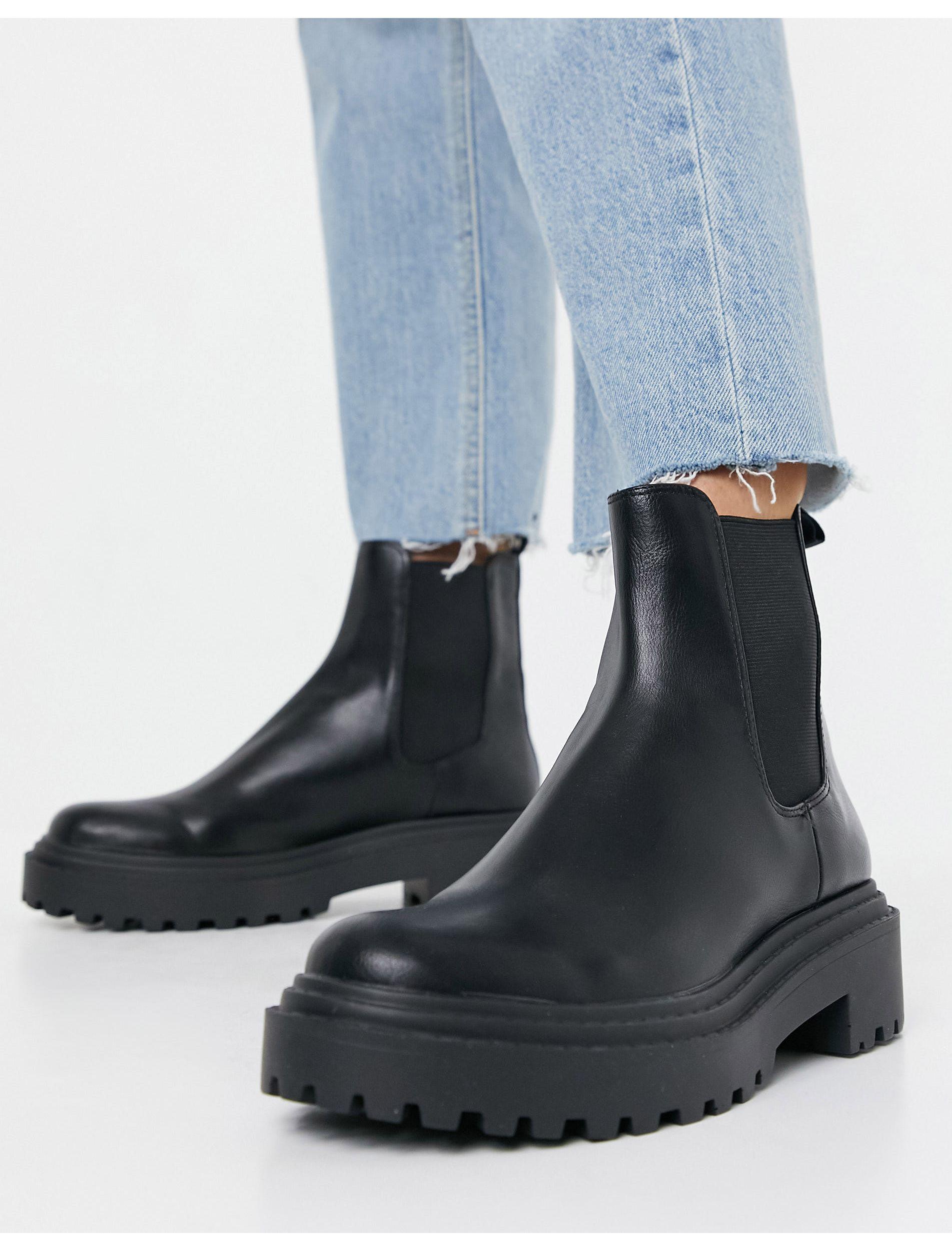 Stradivarius Pull On Chunky Chelsea Boots in Black (Blue) - Lyst