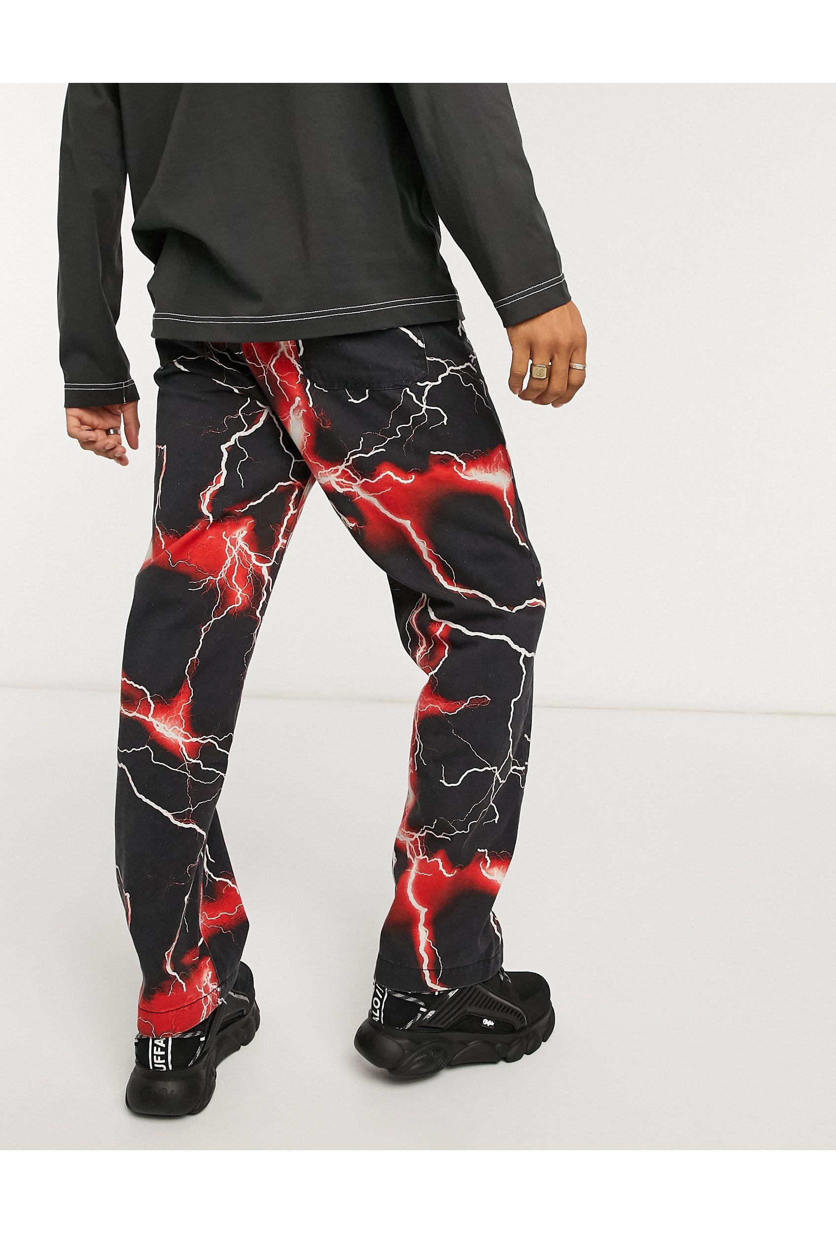Jaded London Denim Red Lightning Skate Jeans for Men - Lyst