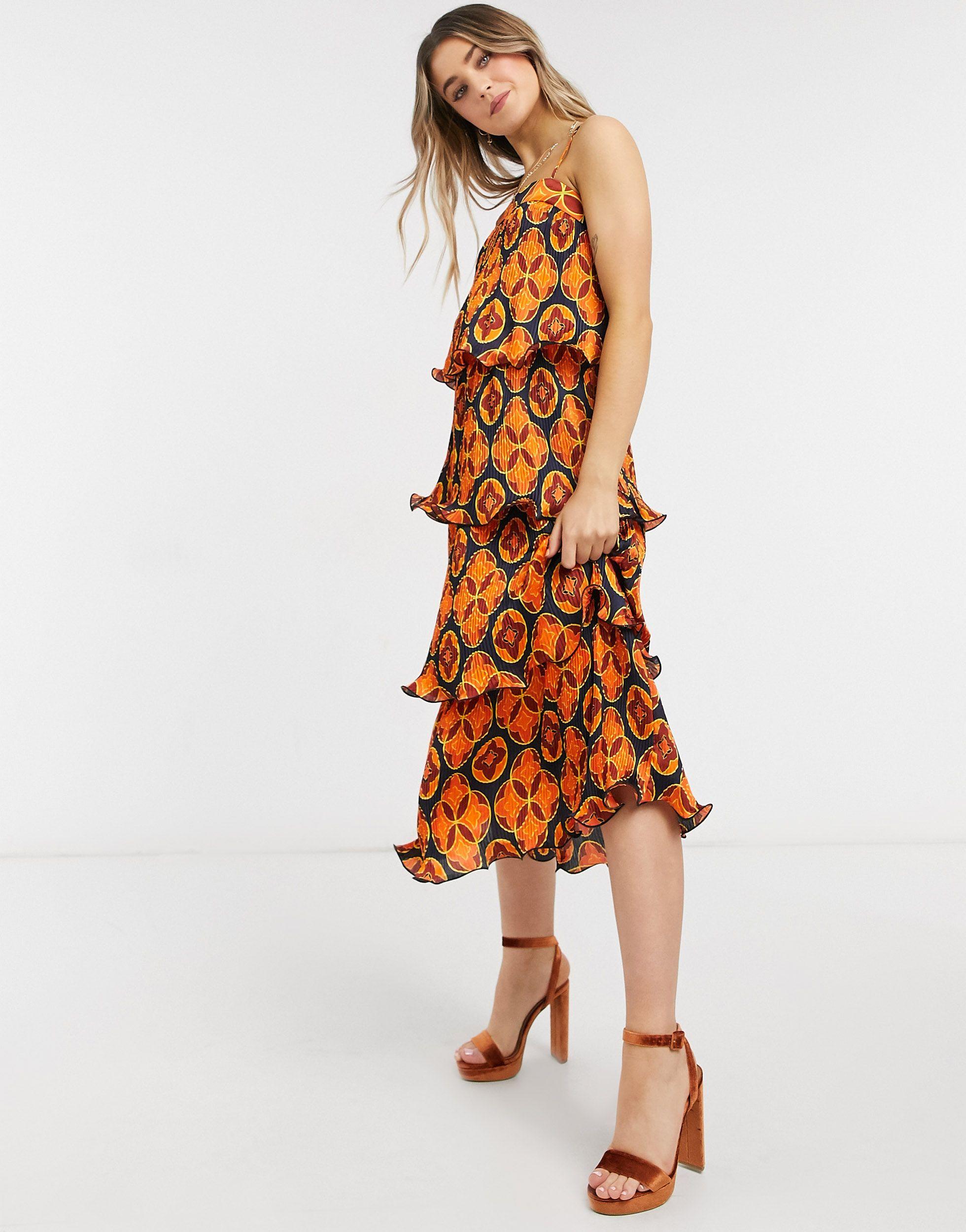 open lace back dress Orange Sequin Dorris Skirt