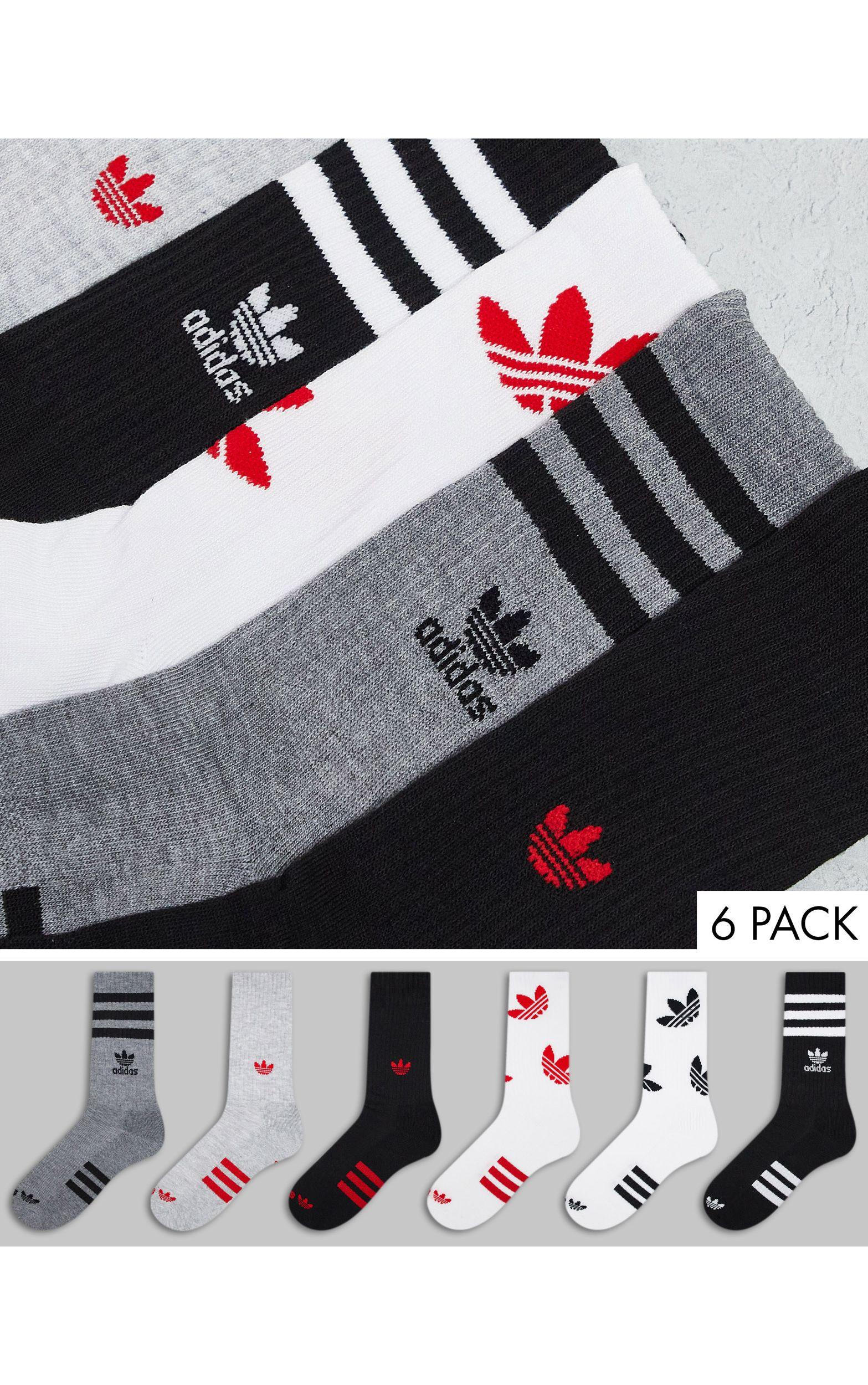 adidas Originals Remix 6 Pack Crew Socks in Gray | Lyst