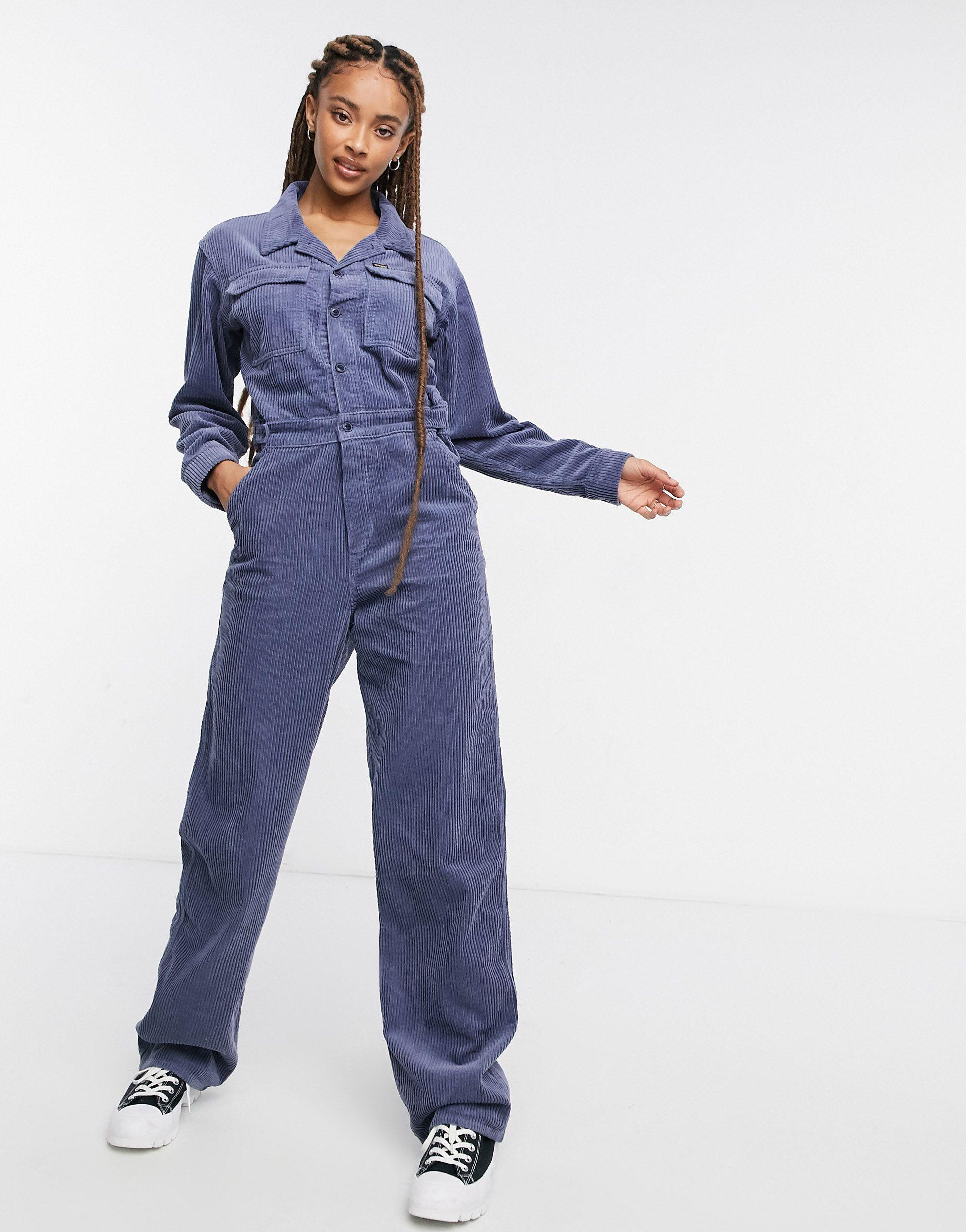 Wrangler Cord Relaxed Boilersuit in Blue | Lyst