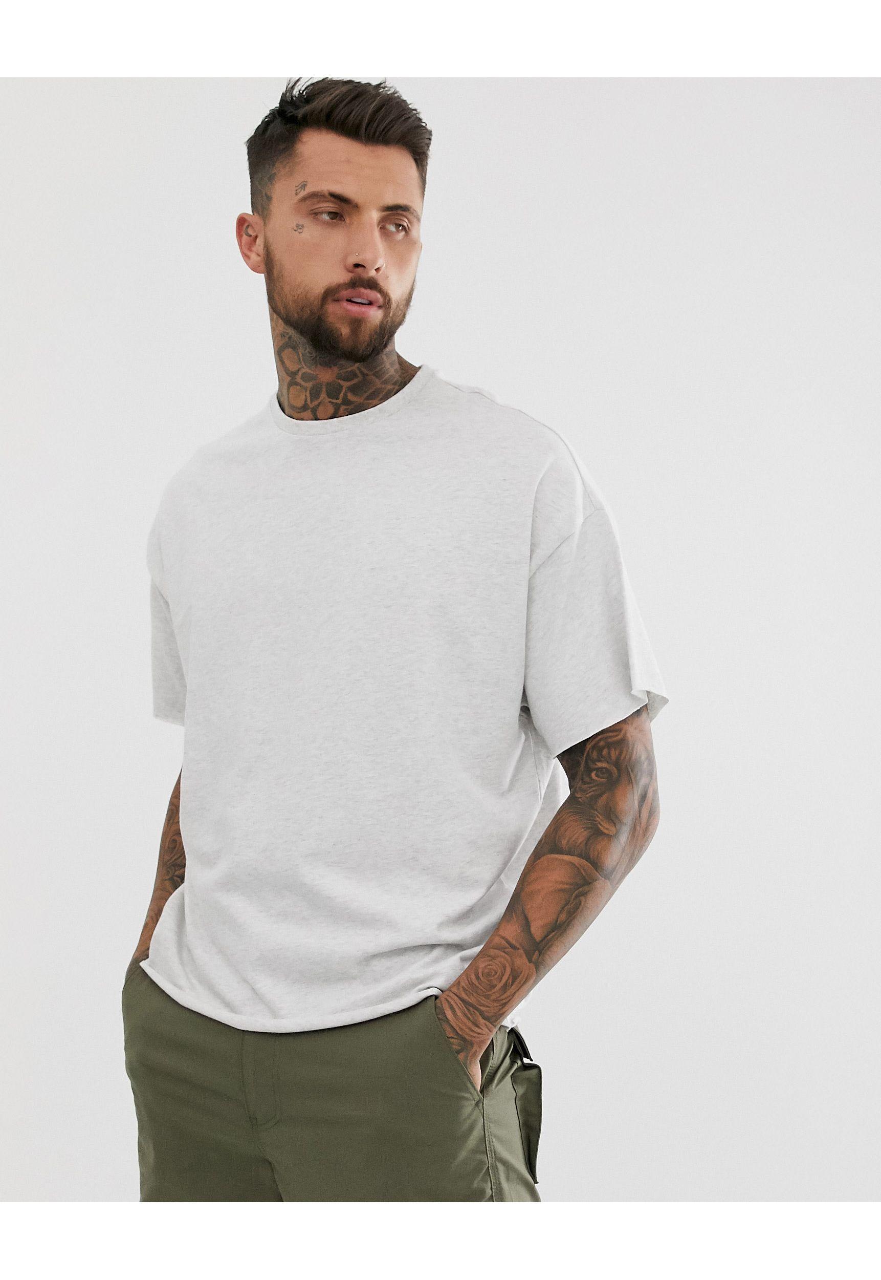 ASOS Cotton Heavyweight Oversized Fit T-shirt With Crew Neck And Raw ...