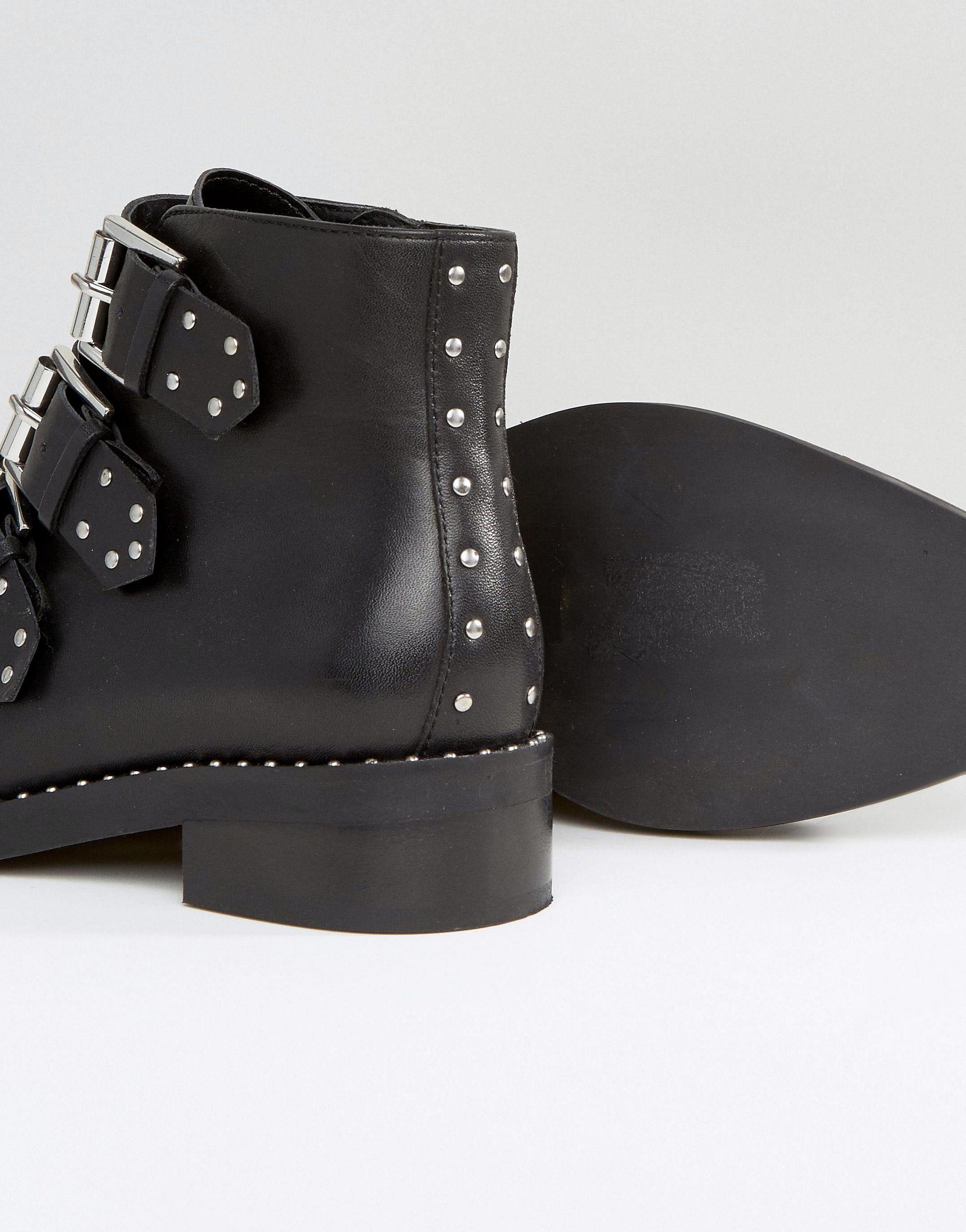 asos asher leather studded ankle boots
