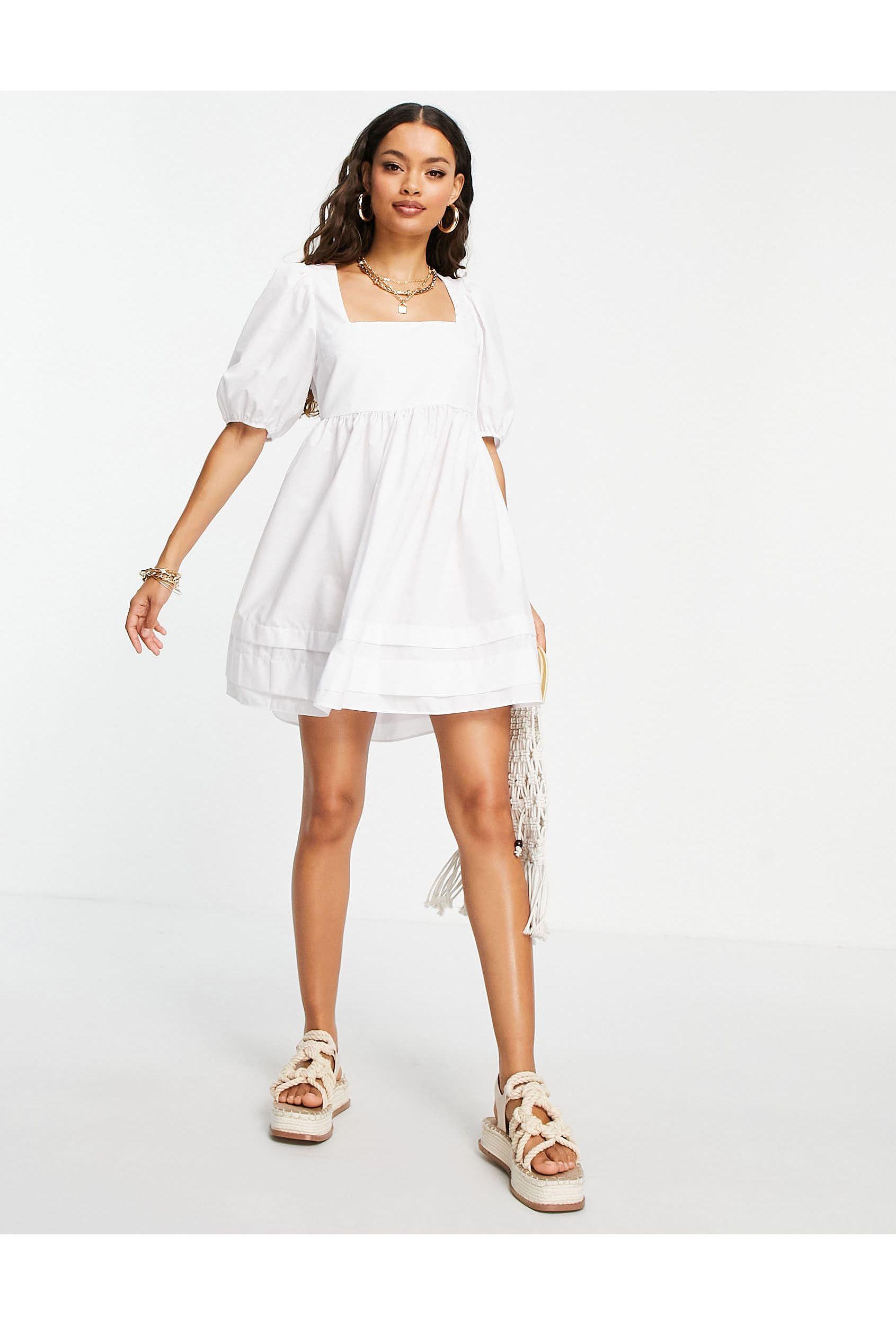 asos cotton square neck mini dress