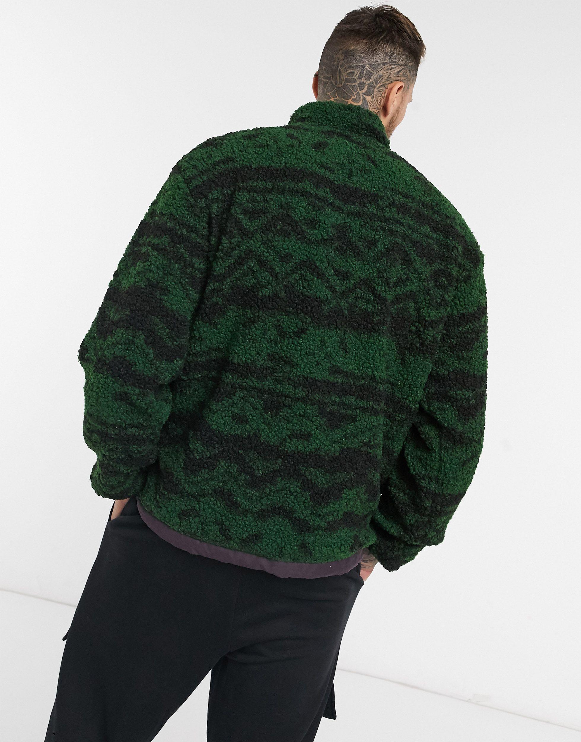 Reebok Classics Printed Half Zip Fleece Jacket in Green for Men - Lyst