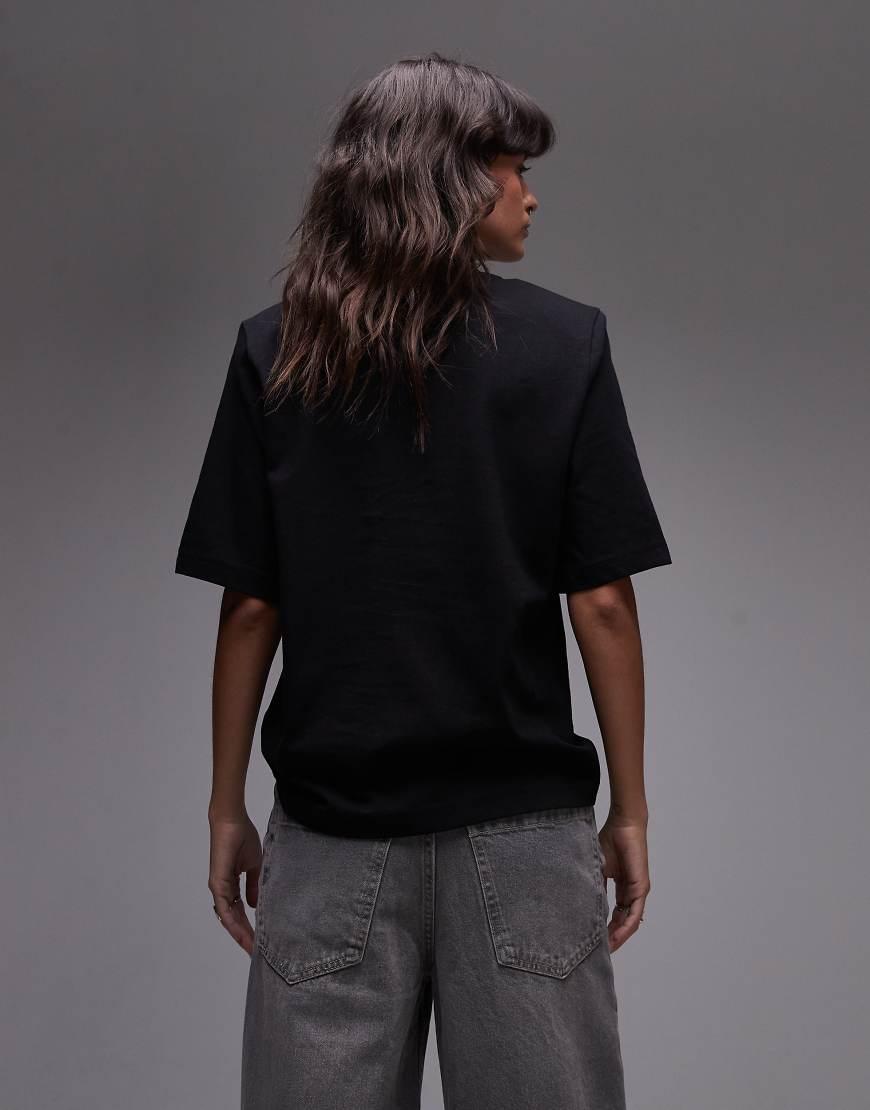 Other Stories T shirt With Shoulder Pads in Black Lyst UK
