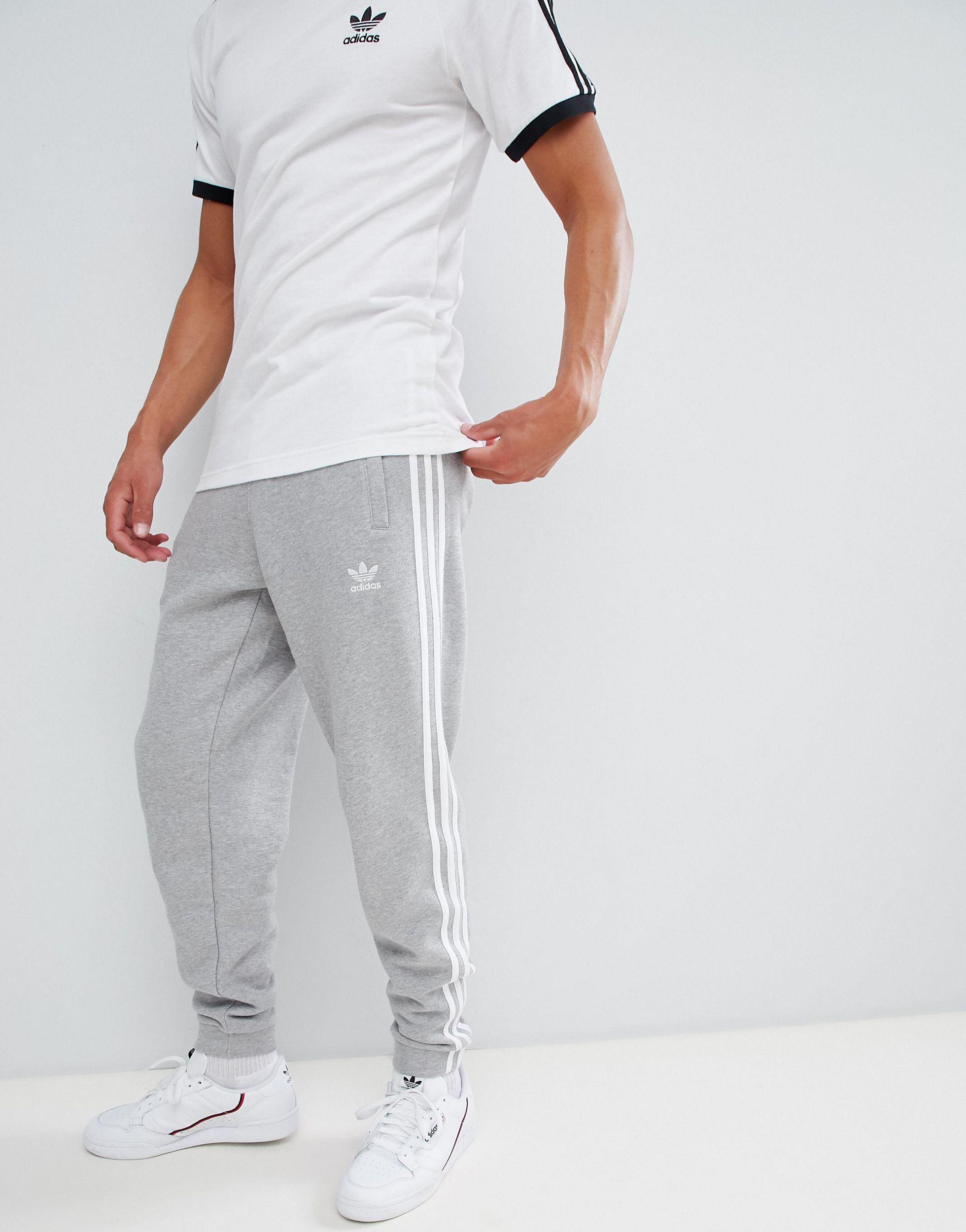 adidas Originals Adicolor 3-stripe joggers in Grey for Men | Lyst UK