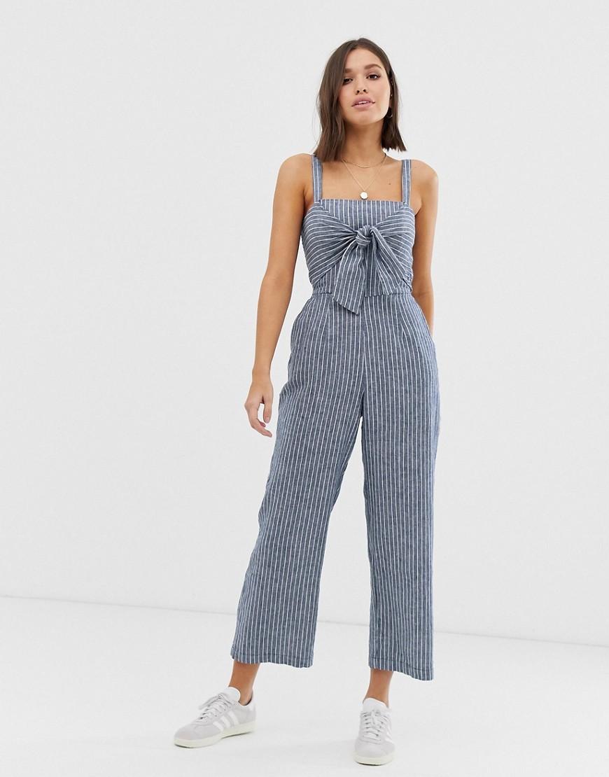 Abercrombie & Fitch Jumpsuit With Tie Front in Blue | Lyst Canada