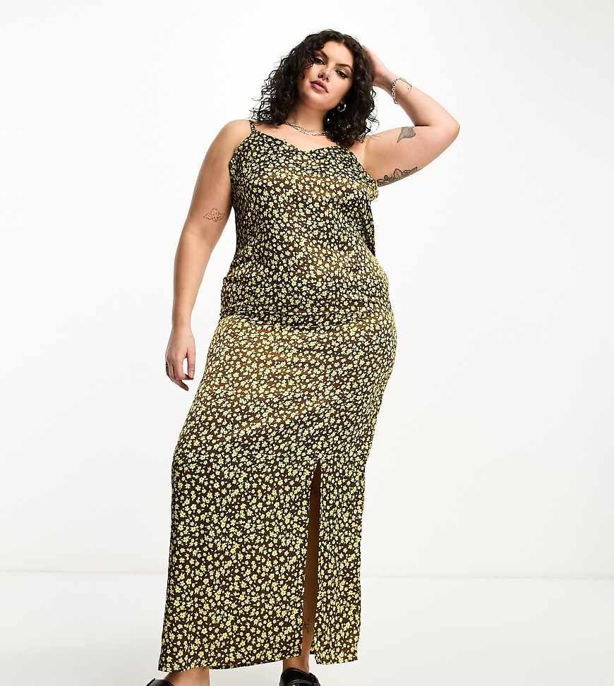 Heartbreak Plus Satin Cami Maxi Dress With Side Split in Green Lyst UK