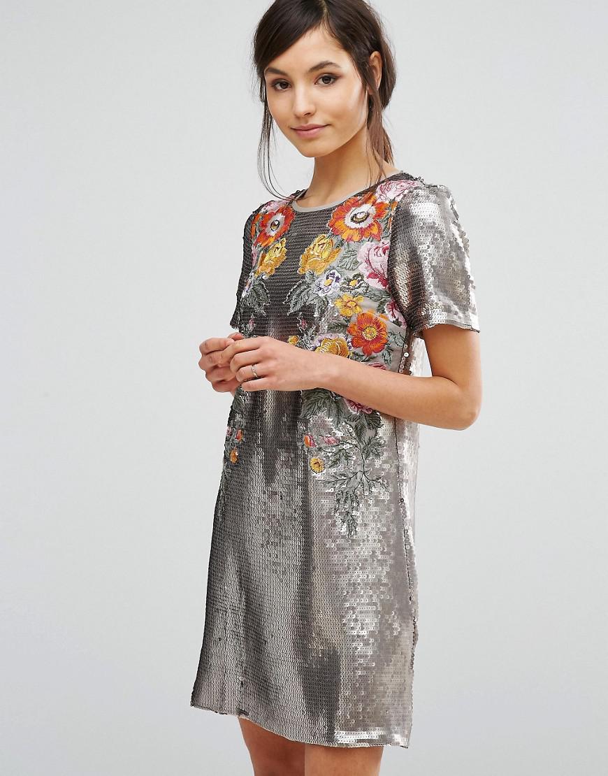 floral sequin dress