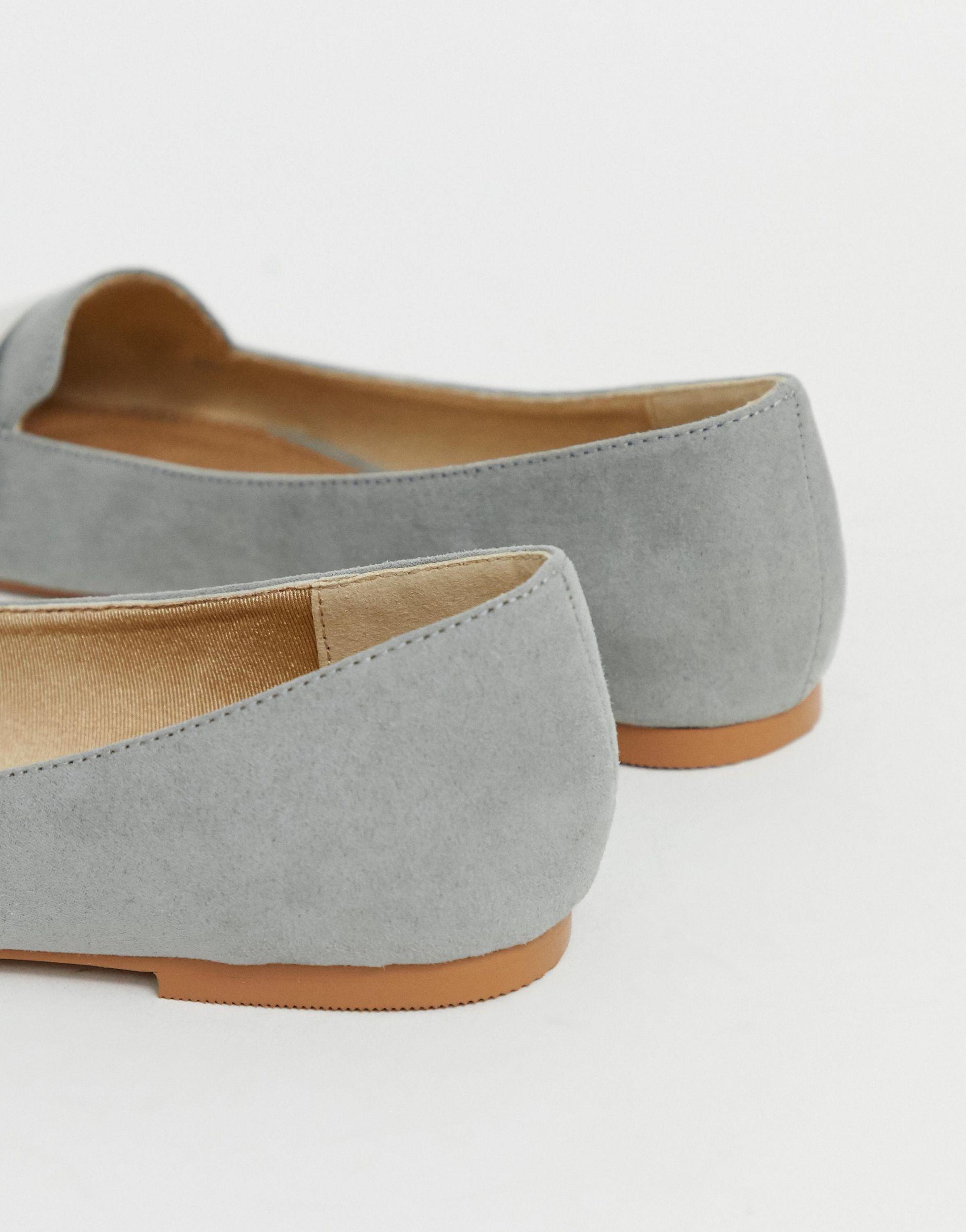 ASOS Leonie Pointed Loafer Ballet Flats in Grey Lyst UK