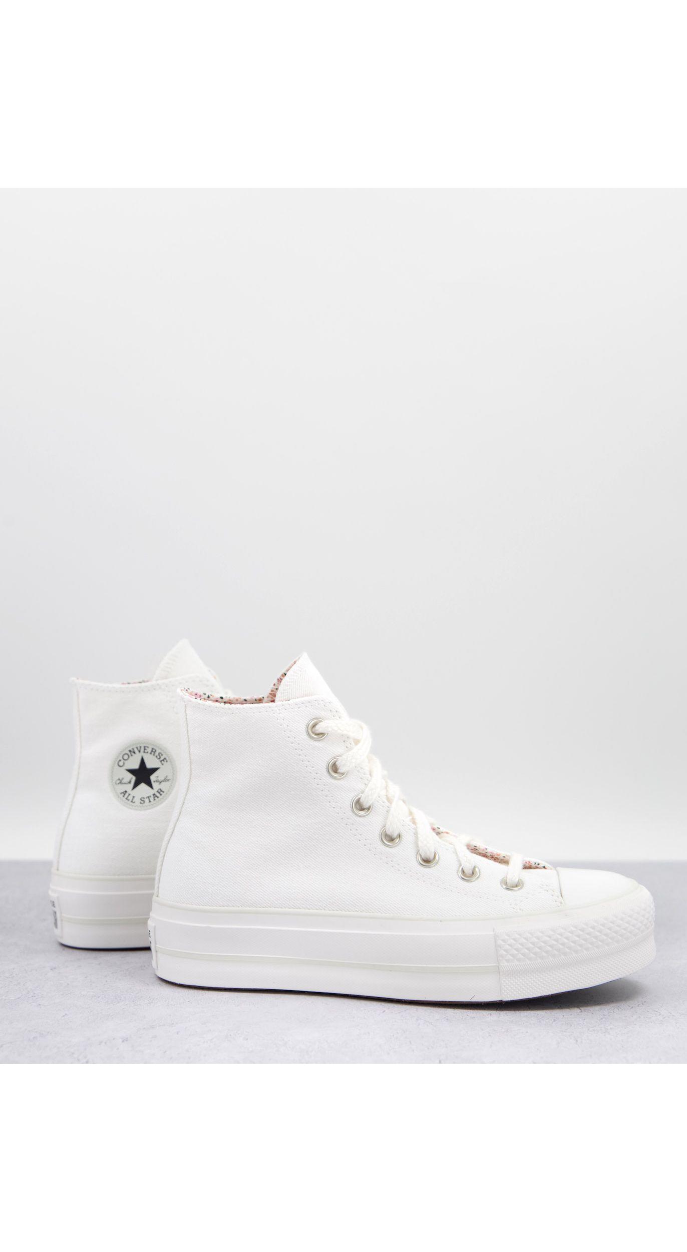 Converse Chuck Taylor Lift Hi Trainers With Floral Details in White | Lyst  Australia