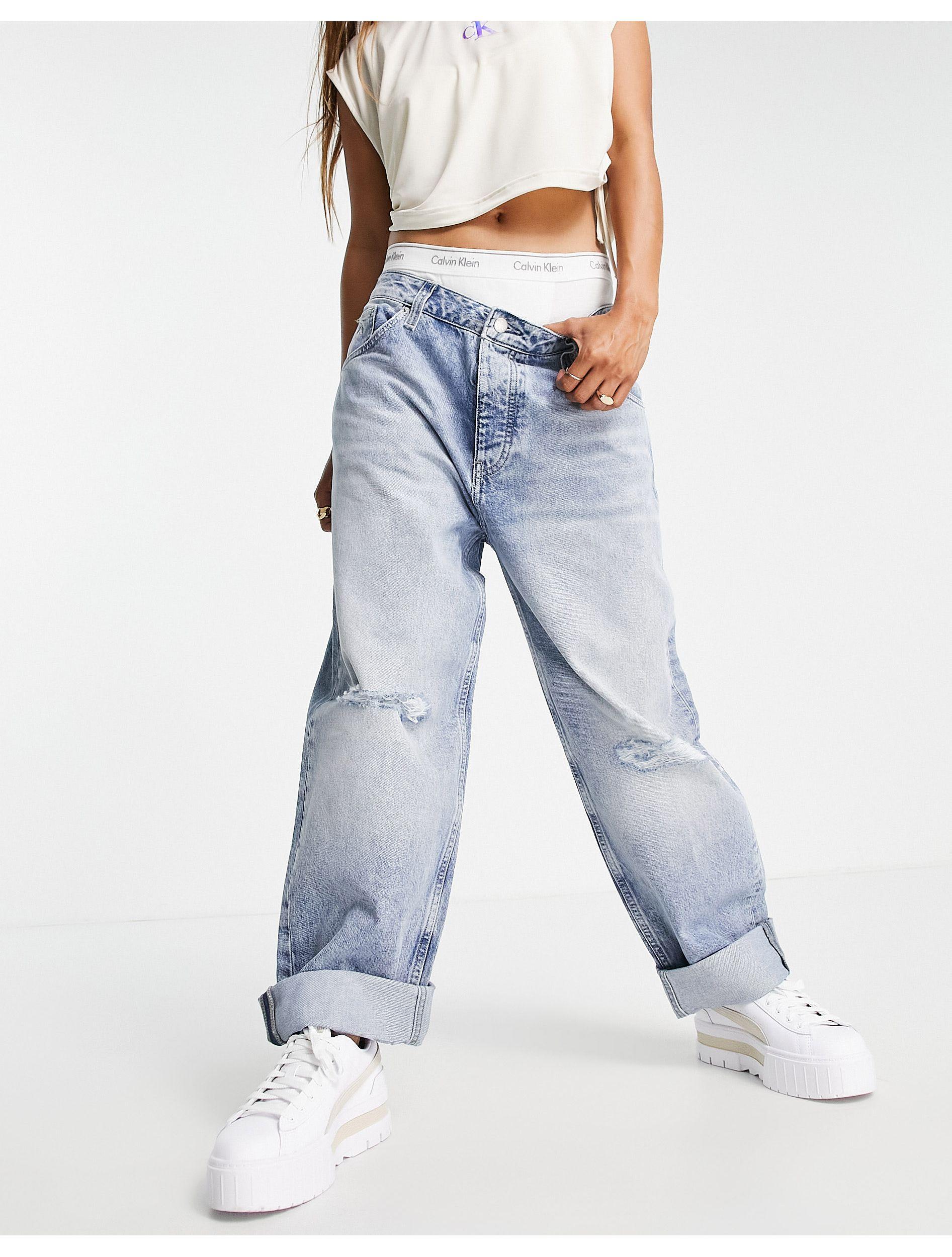 Esclusiva - jeans extra larghi lavaggio medio con fondo con risvoltoCalvin  Klein in Denim di colore Blu | Lyst