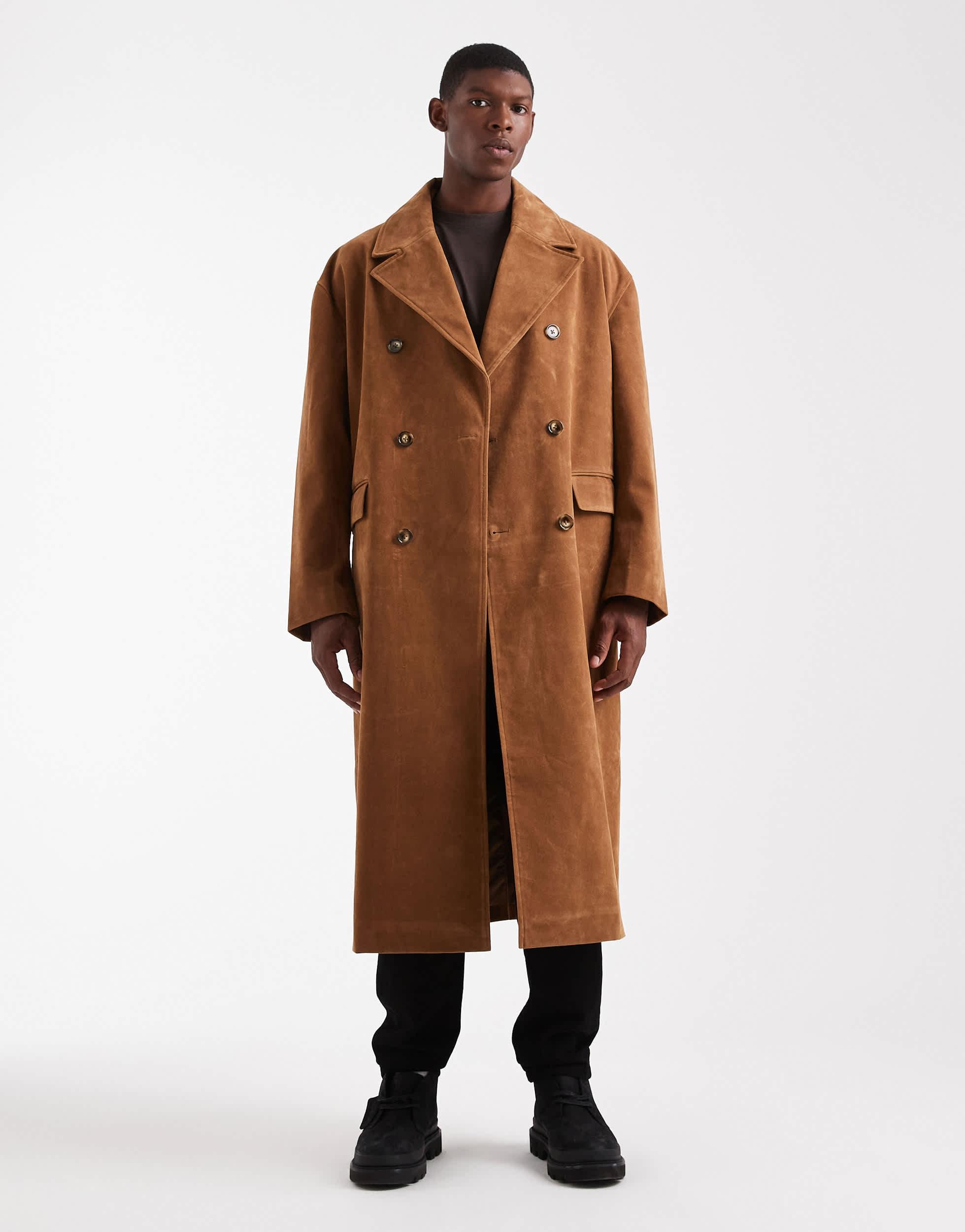 faux suede trench brown asos coat