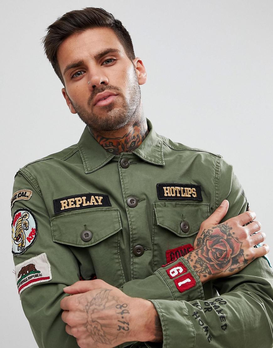 Jacket Military Green Lyst for | Badge Men in Replay Shirt