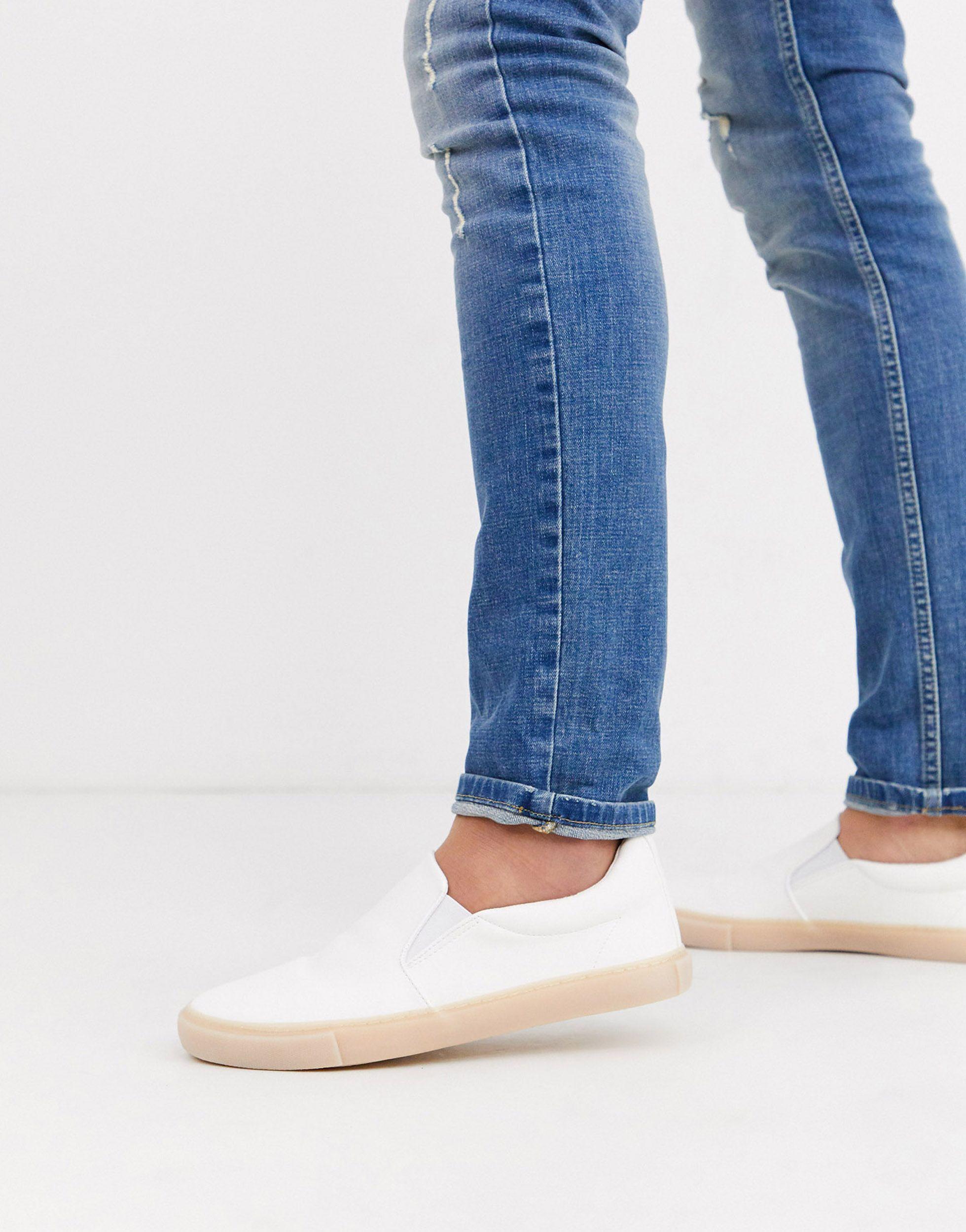 mens white slip on pumps