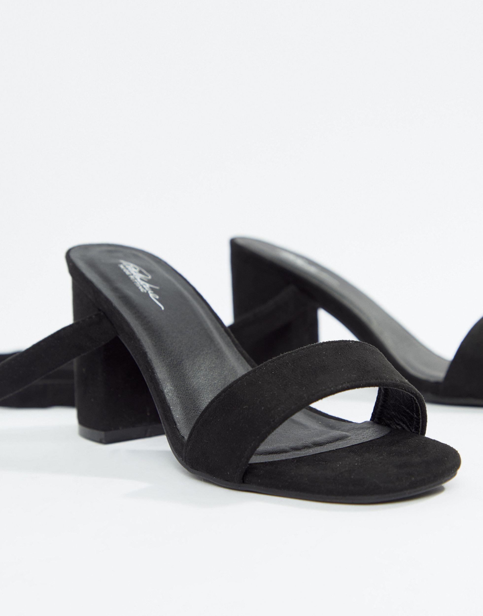 Park Lane Parklane Wide Fit Tie Leg Block Heeled Sandals in Black | Lyst