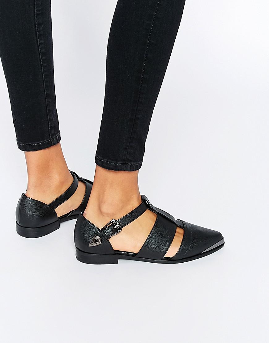 ASOS Leather Myth Flat Shoes in Black - Lyst