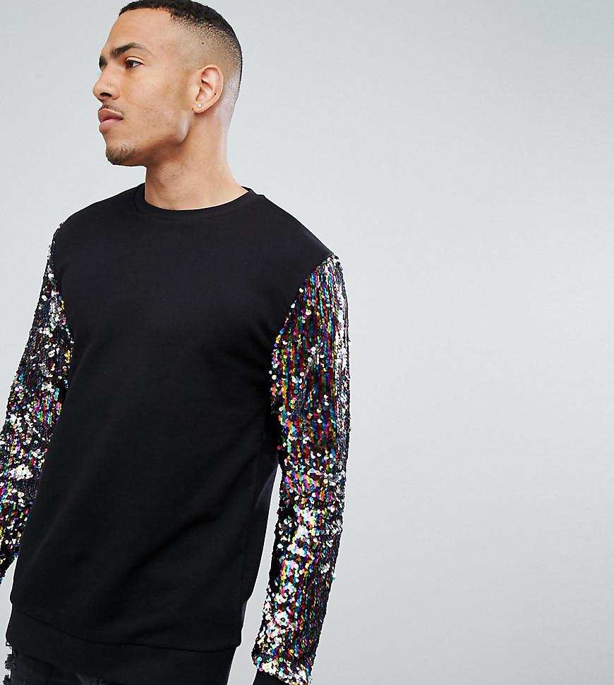 sweatshirt with sequin sleeves
