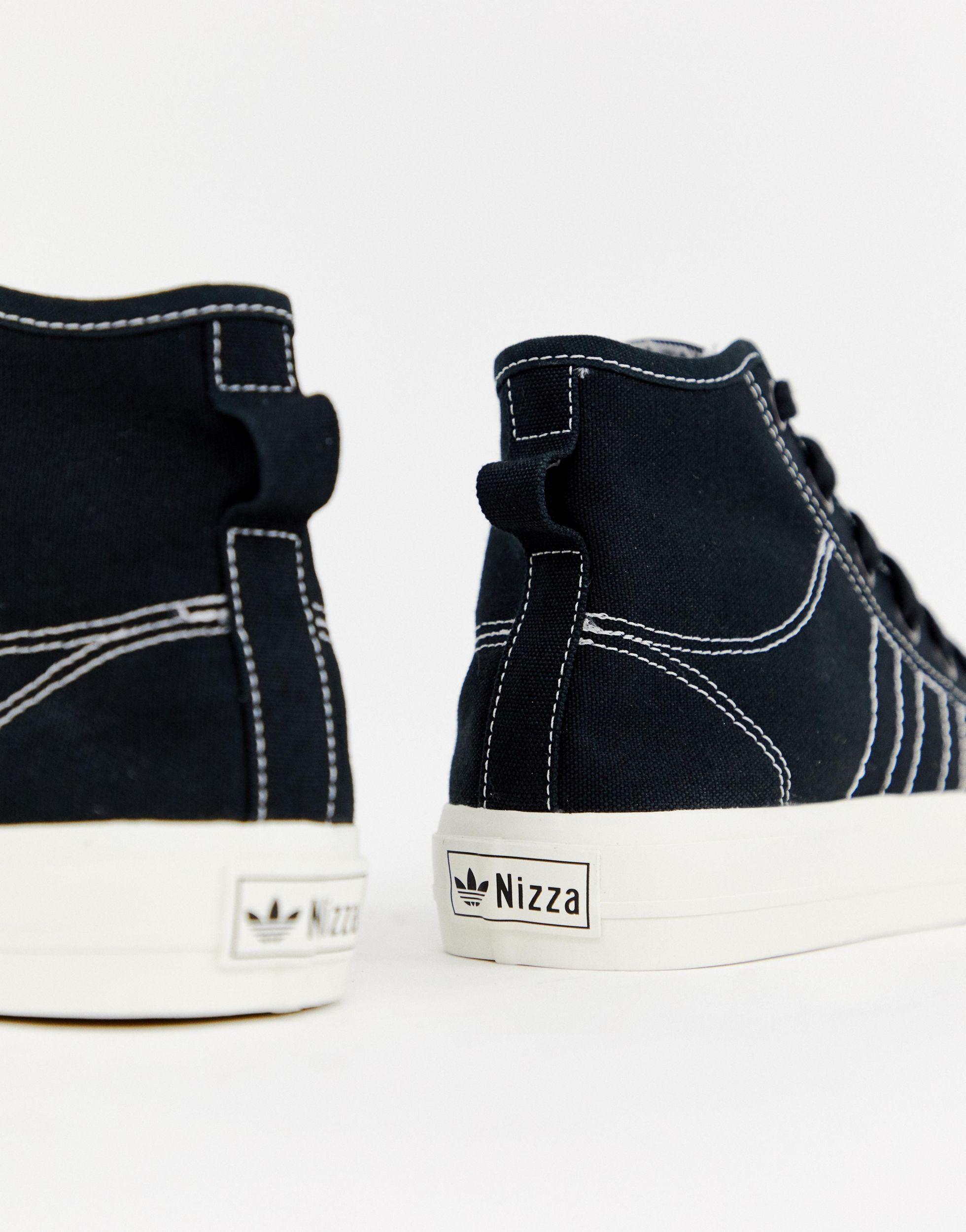 adidas originals black high top nizza sneakers