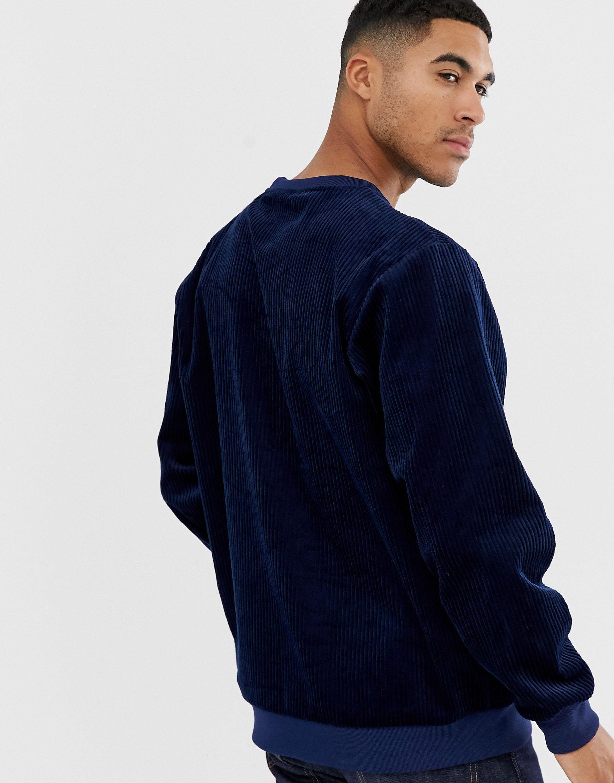 Adidas originals samstag premium cord sweatshirt in navy Clearance