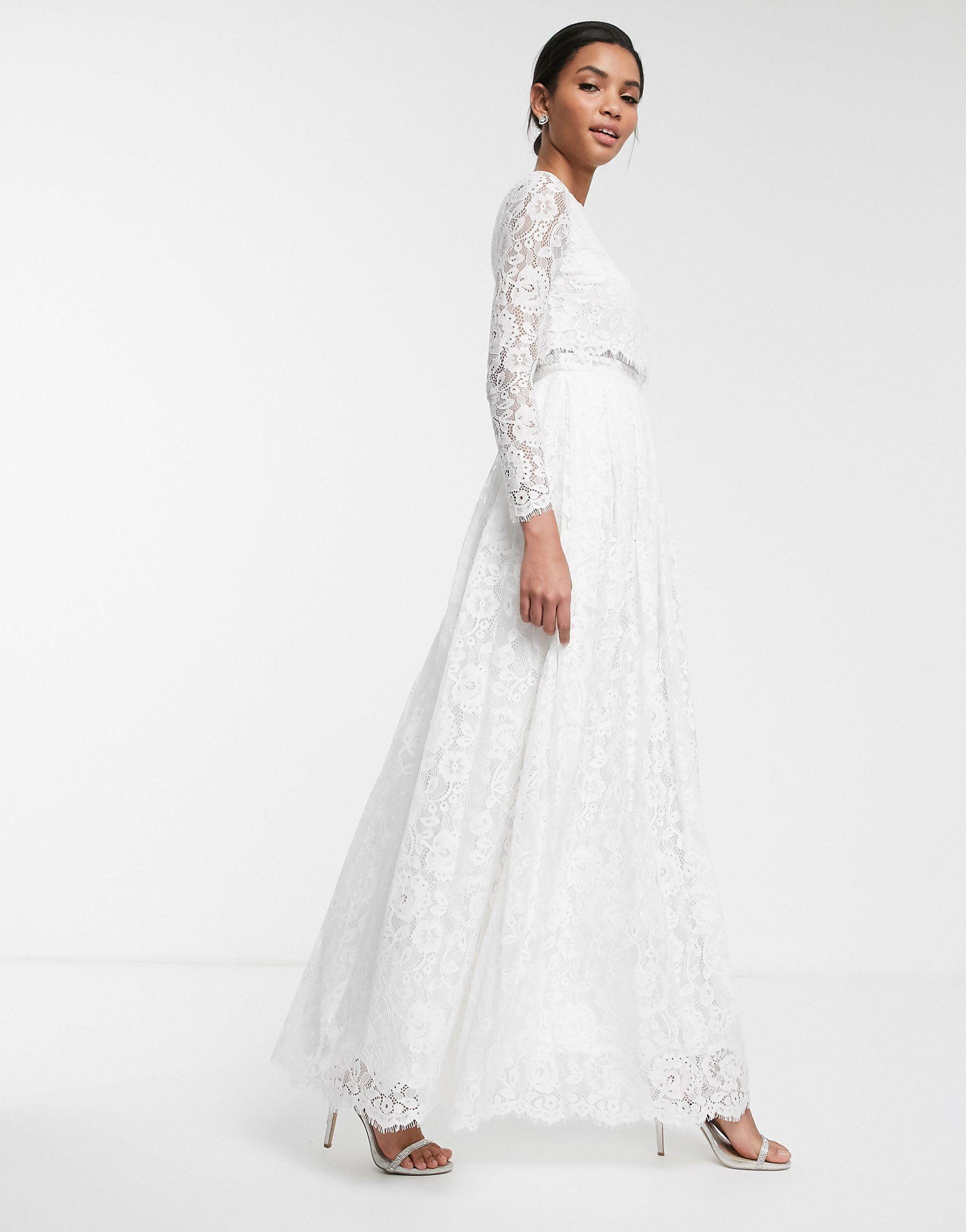klinker Reden op gang brengen ASOS Grace Lace Crop Top Wedding Dress-white | Lyst