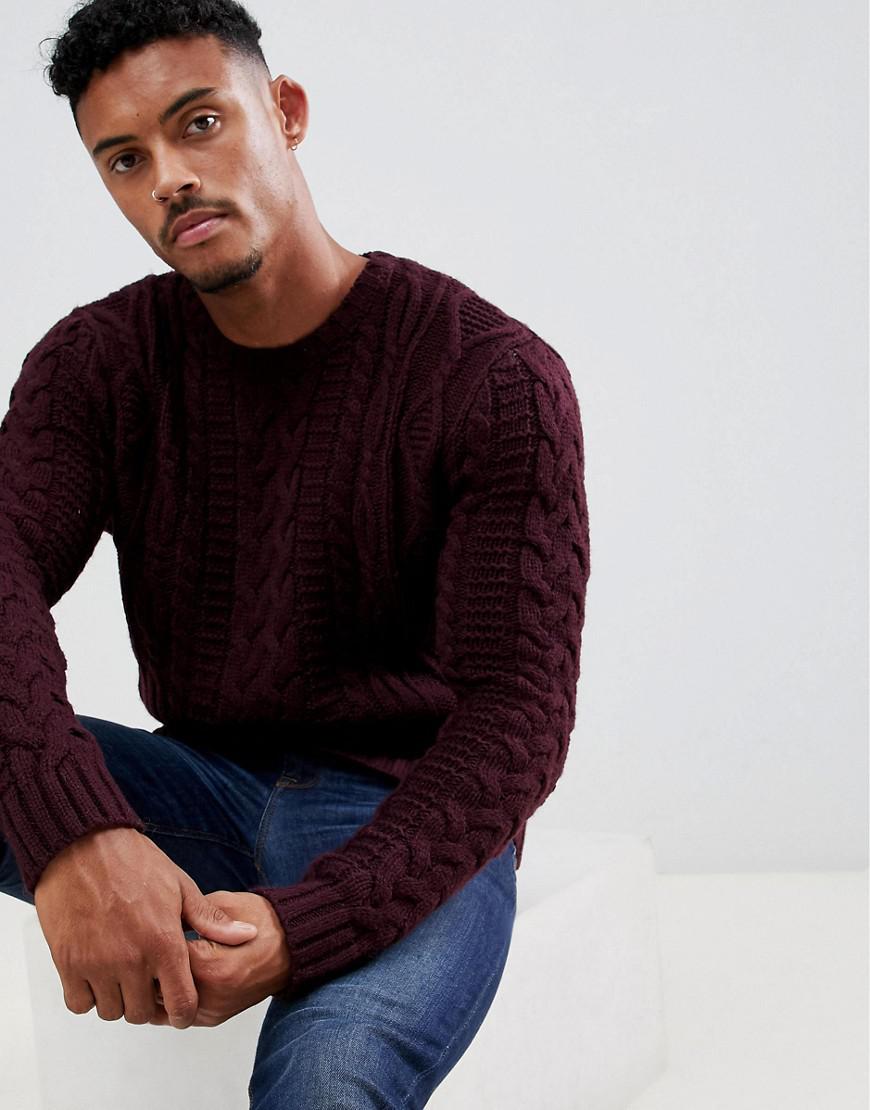 Mens red clearance cable knit jumper
