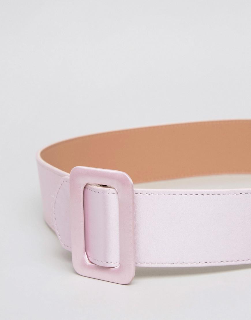 ASOS Satin Covered Buckle Waist Belt in Pink | Lyst