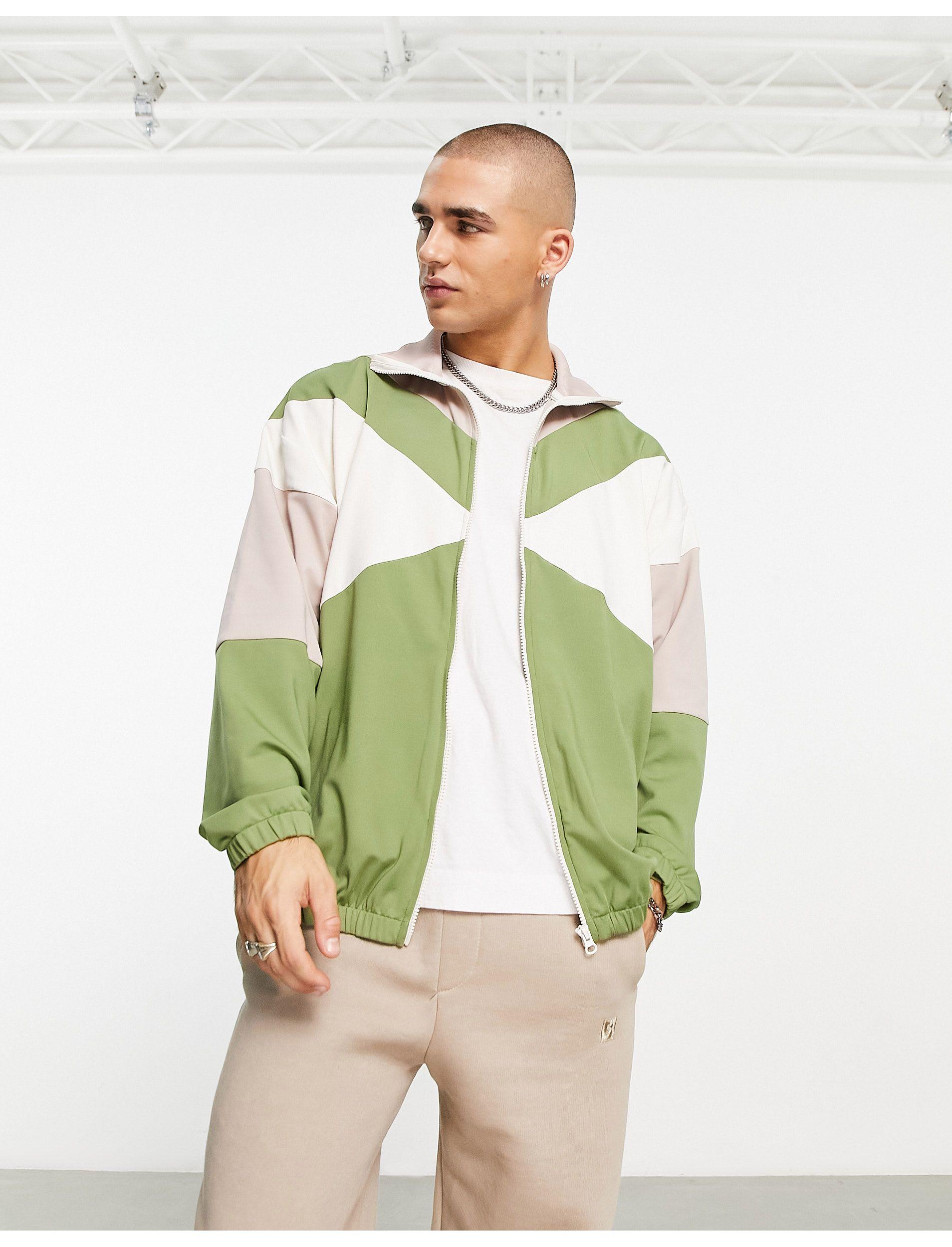 ASOS Oversized Track Jacket in Green for Men | Lyst