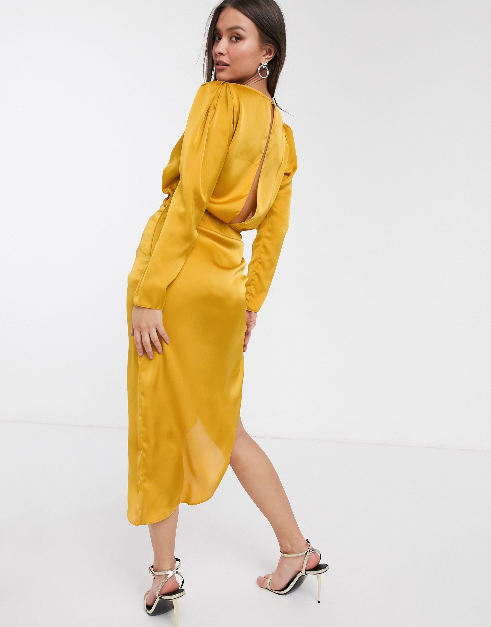 river island gold wrap dress