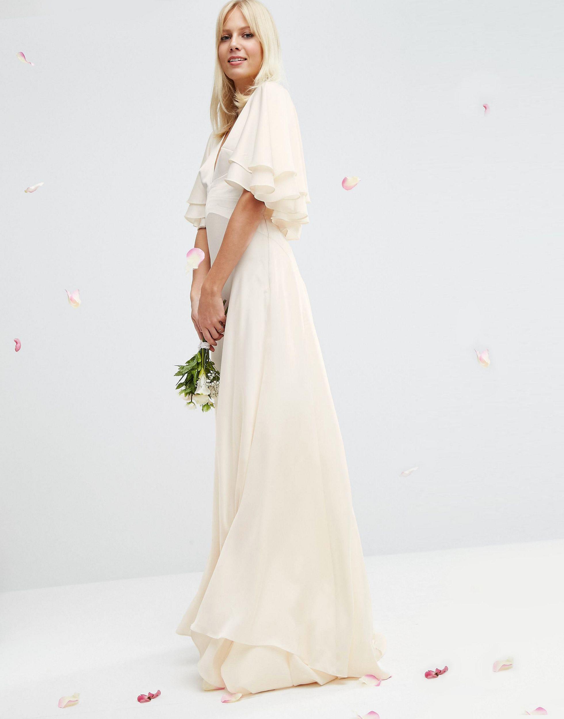 ASOS Satin Bridal Flutter Sleeve 
