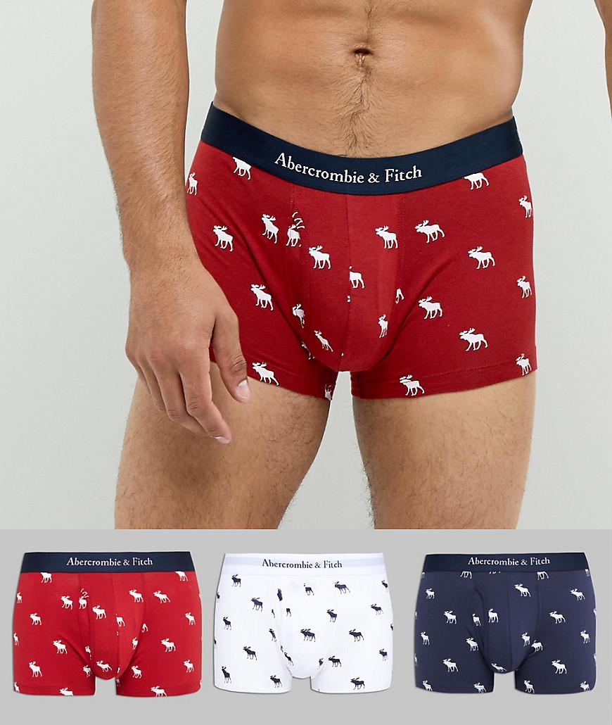 Abercrombie & Fitch 3 Pack All Over Icon Print Trunks In Red/white/navy for  Men - Lyst
