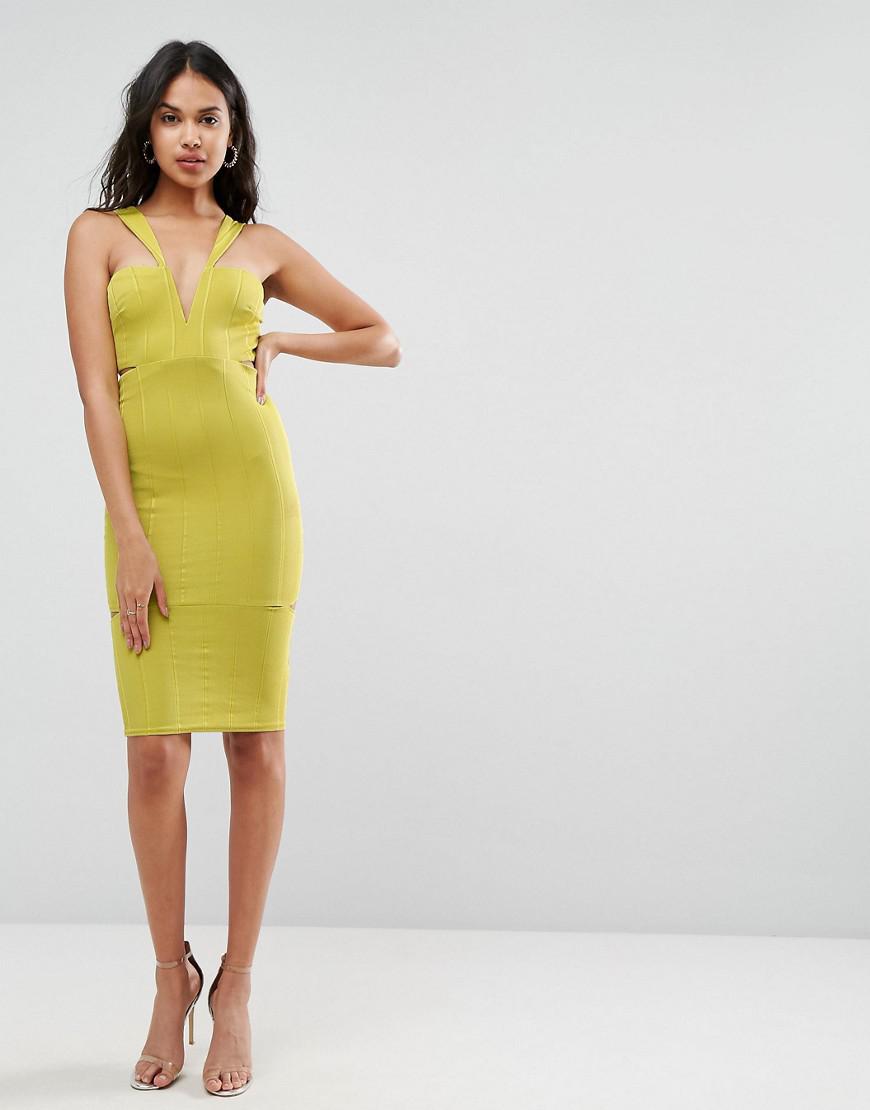cut out midi bodycon dress