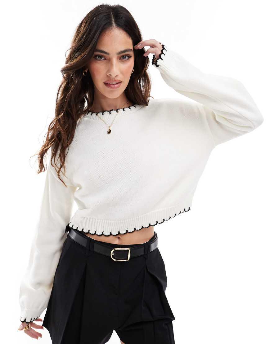 Miss Selfridge Blanket Stitch Knitted Jumper in White Lyst UK