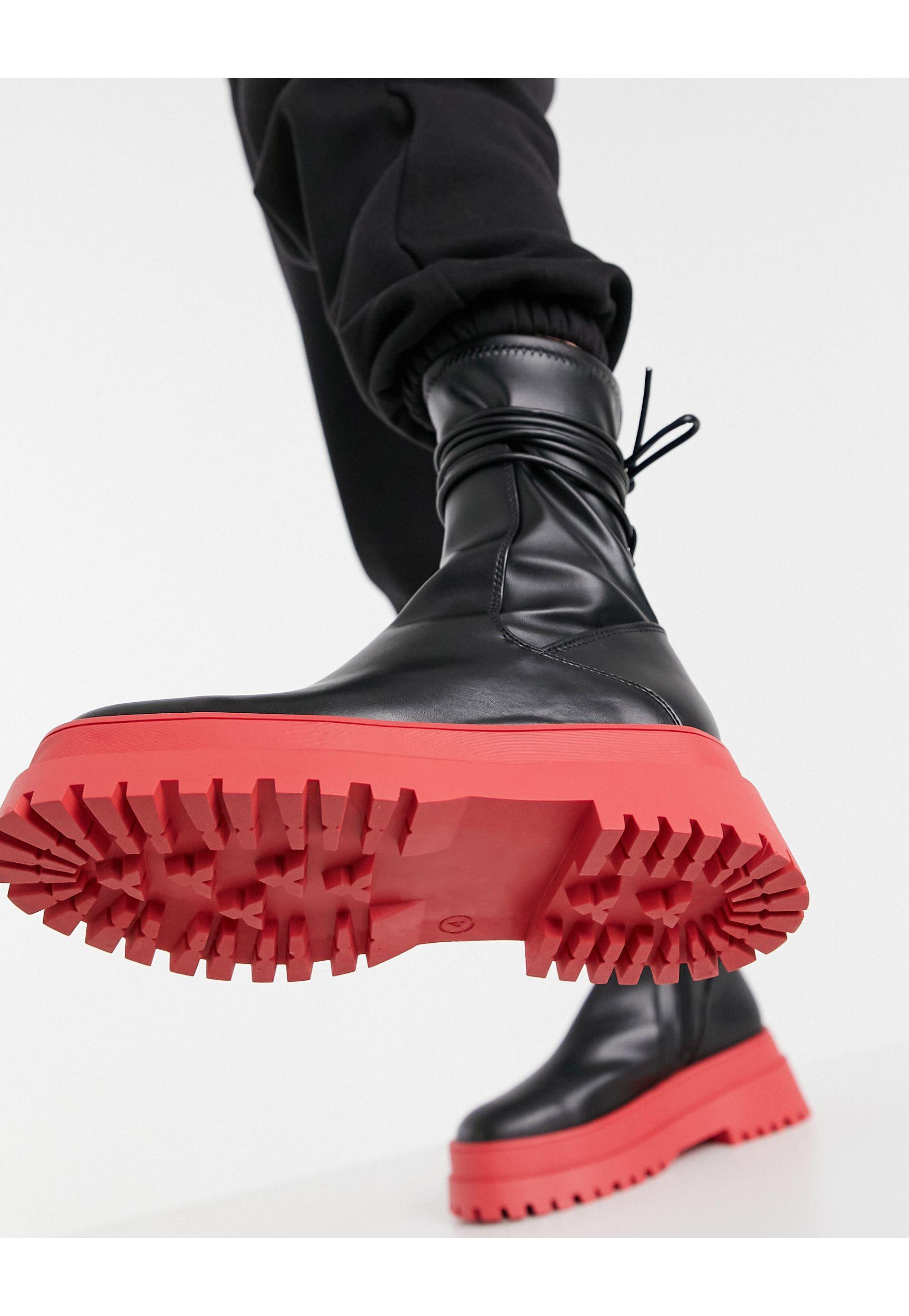 Public Desire – finale – flache ankle-boots mit dicker sohle und  bindedetail in Schwarz | Lyst DE