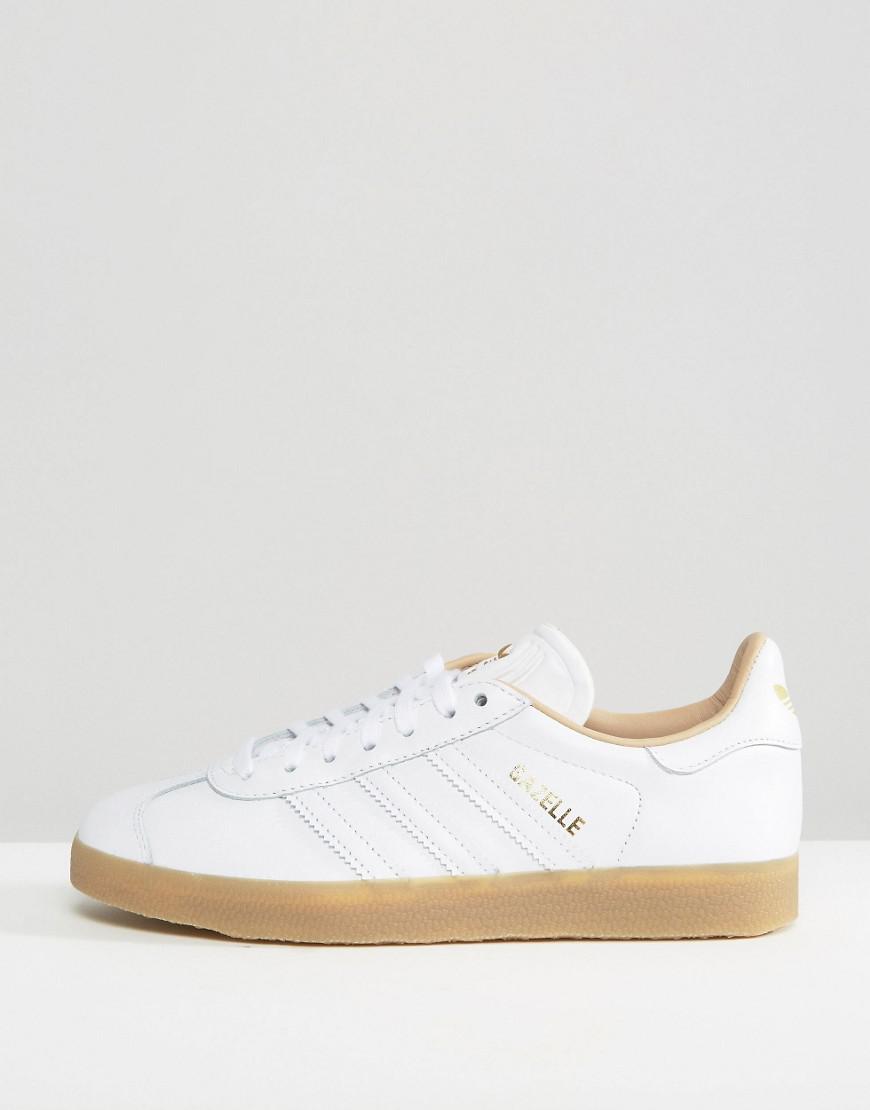 Haz todo con mi poder negar Chaise longue adidas Originals White Leather Gazelle Sneakers With Gum Sole for Men | Lyst