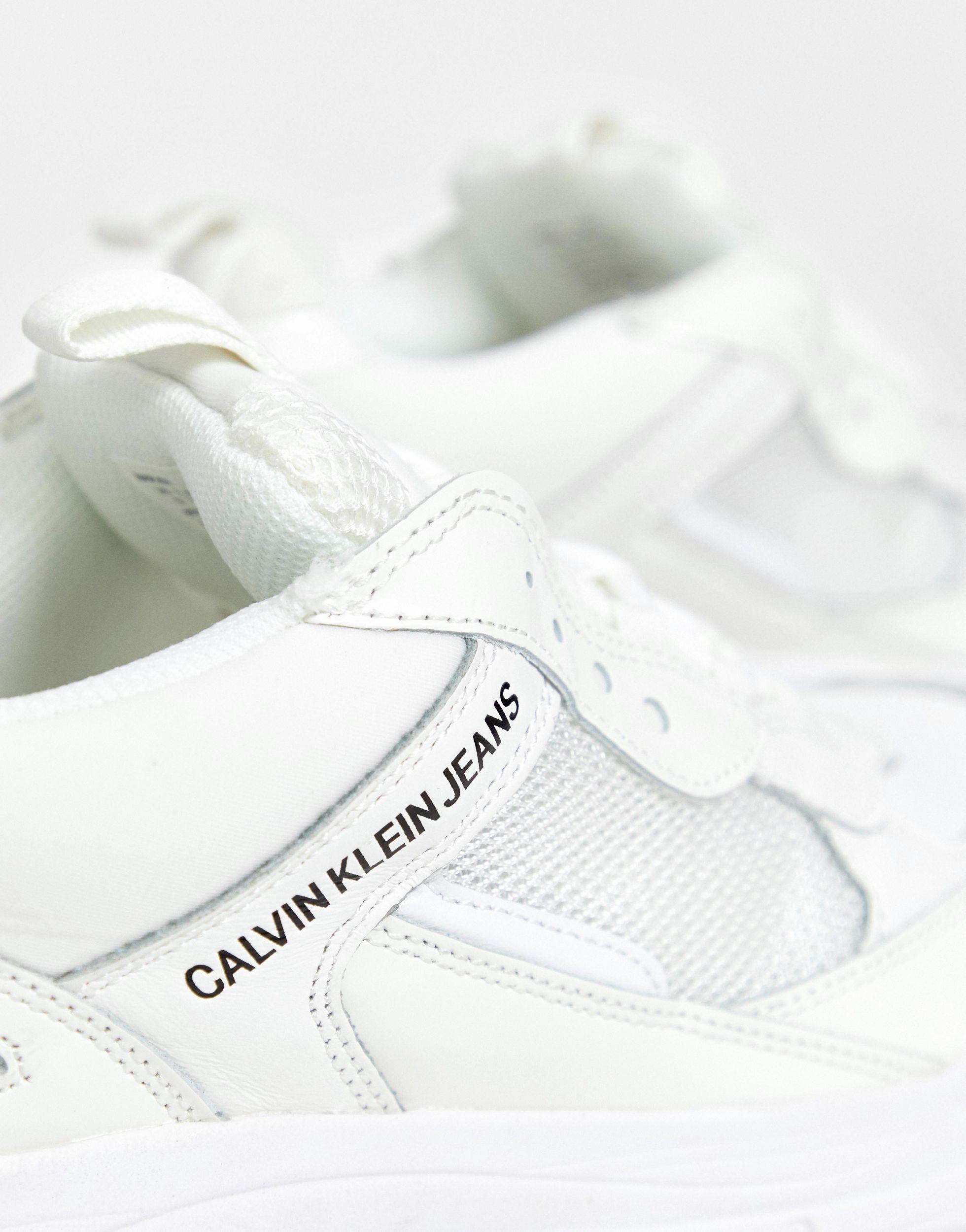 Uomo Scarpe da Sneaker da Sneaker basse Sneakers stile runner bianche con suola spessaCalvin Klein in Denim da Uomo colore Bianco 