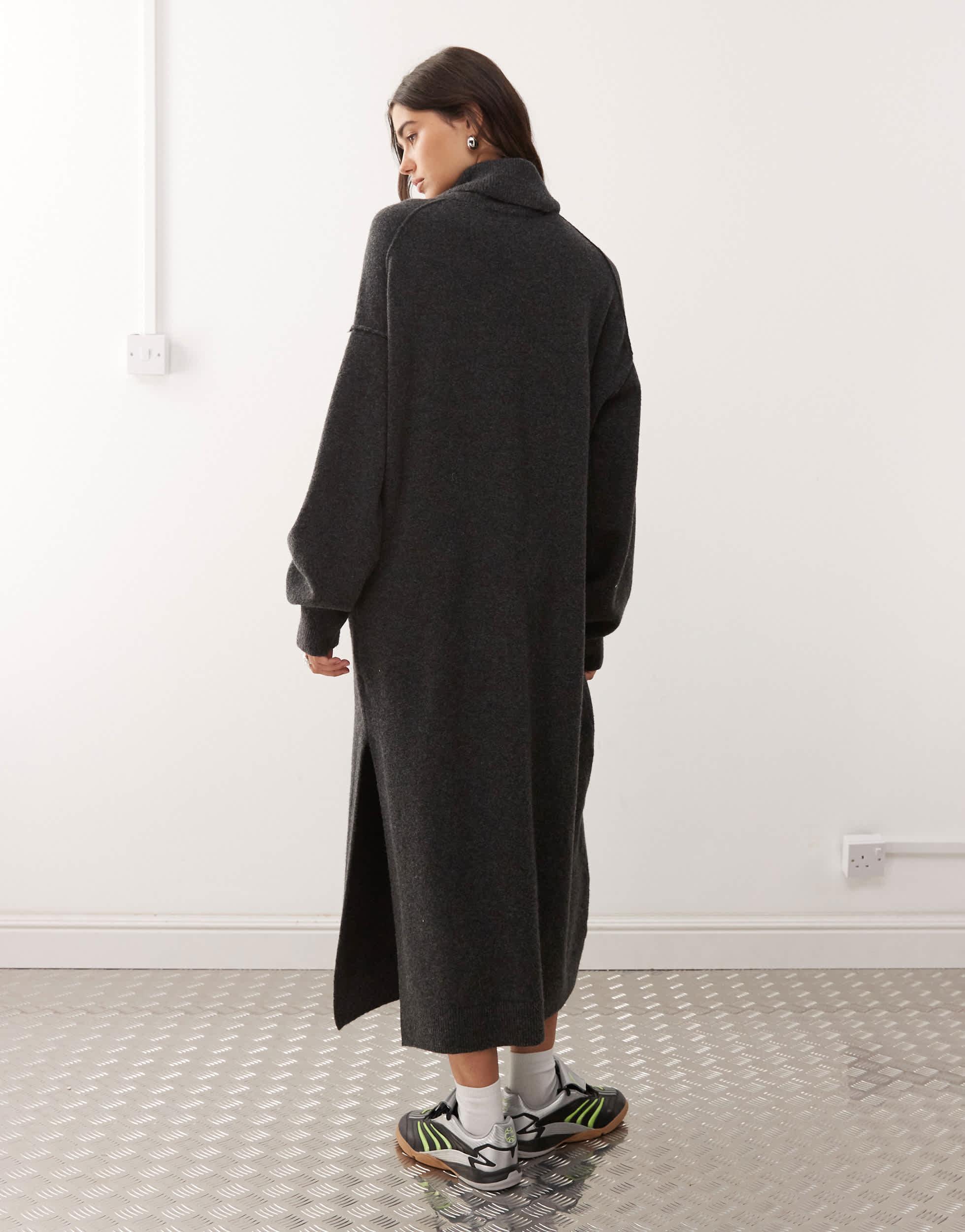 Asos Robe Pull Gris Chine Robes Pull Avec Cuissarde Pour Femme De