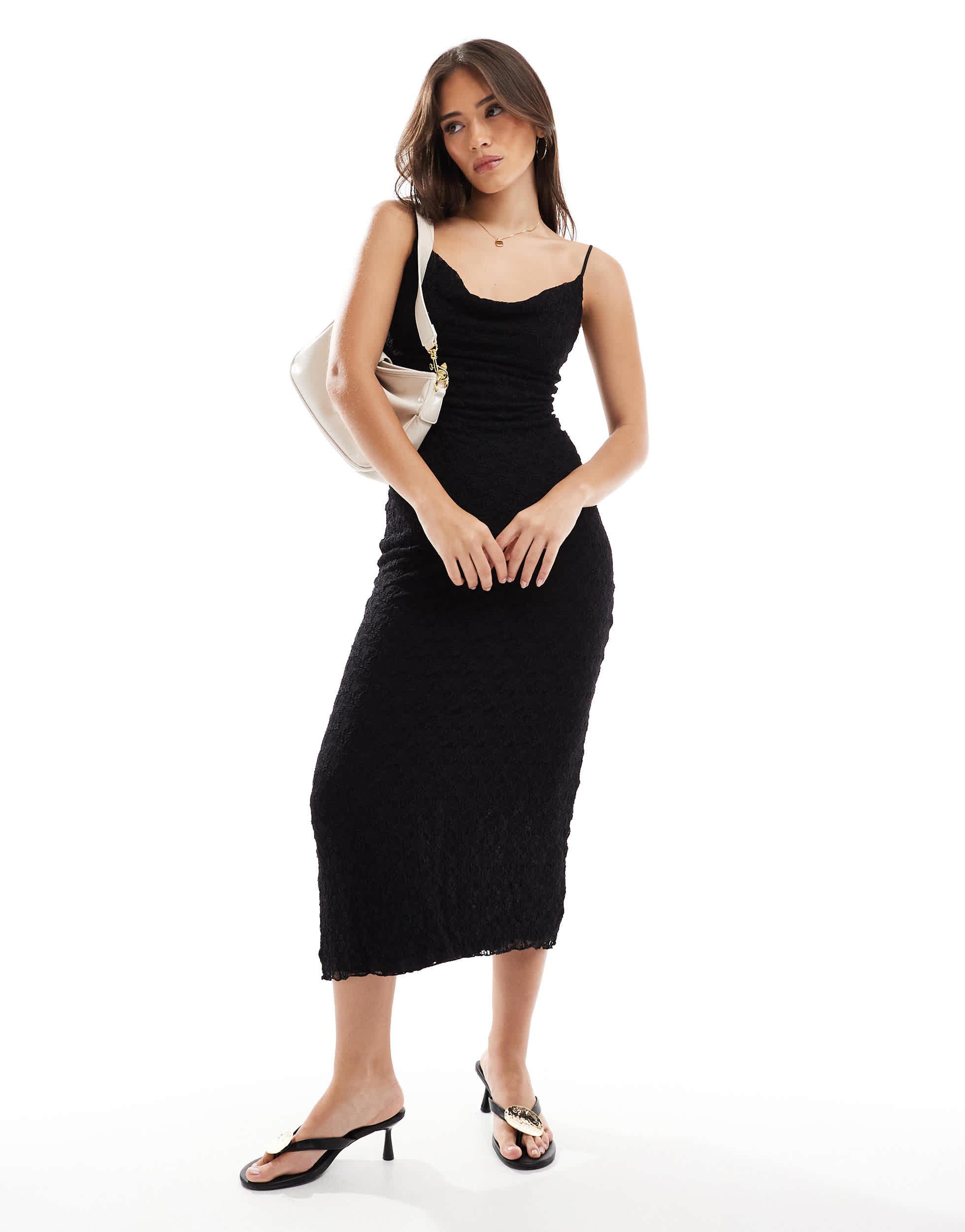 Robe Noire Moulante Miss Selfridge Taille 4 à Bretelles Réglables - Occasion Très Bon état